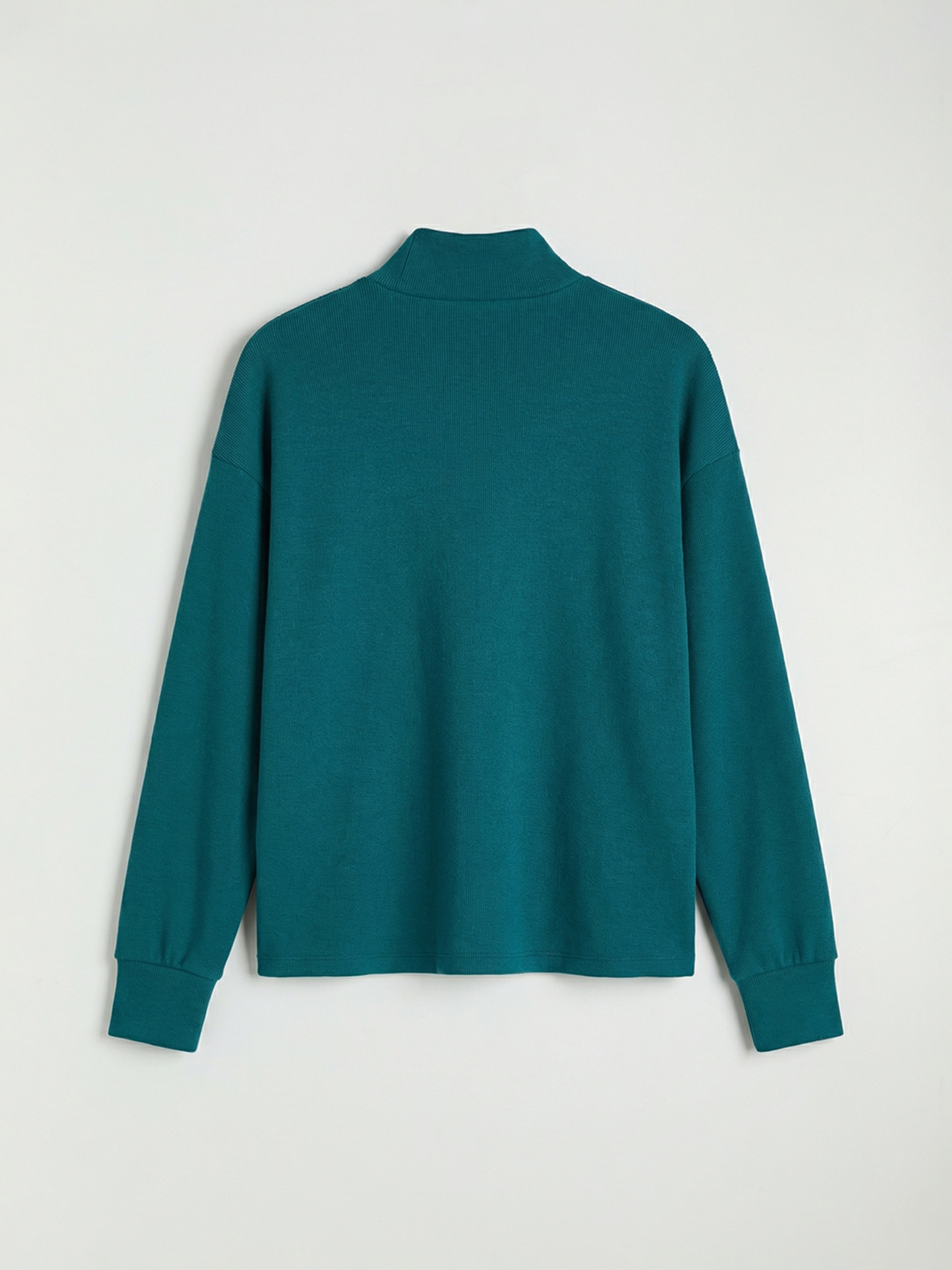 Petrol Dik Yaka Soft Touch Oversize Kadın Sweatshirt-5