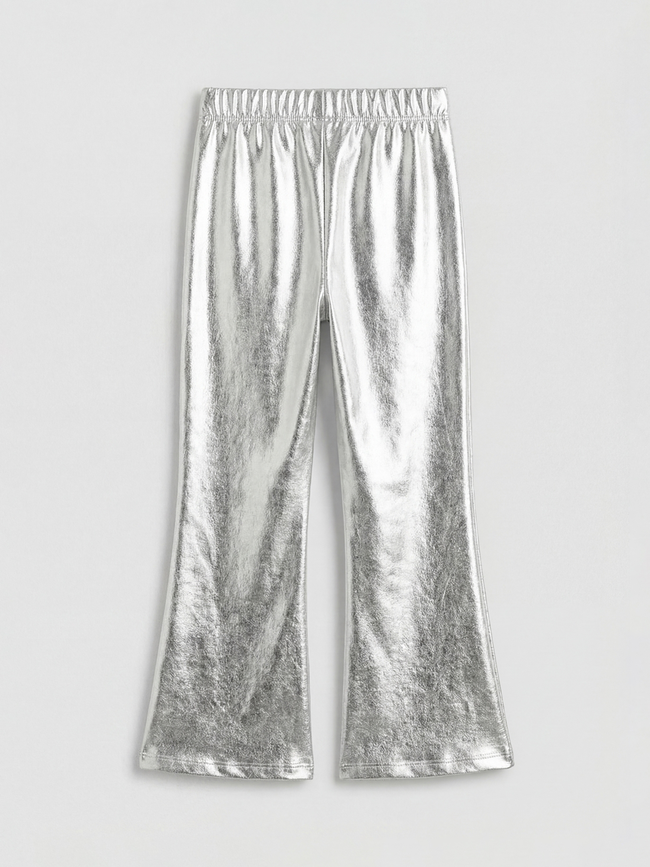 Gri Parlak Görünümlü İspanyol Paça Kız Çocuk Tayt-2