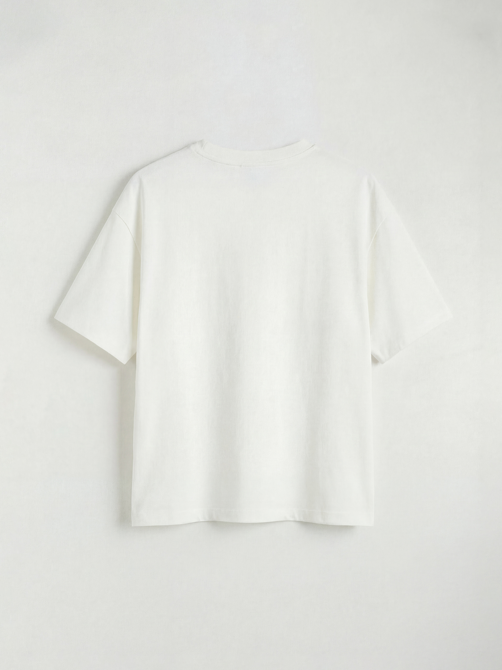 Ekru Bisiklet Yaka Oversize Kadın Tişört-6