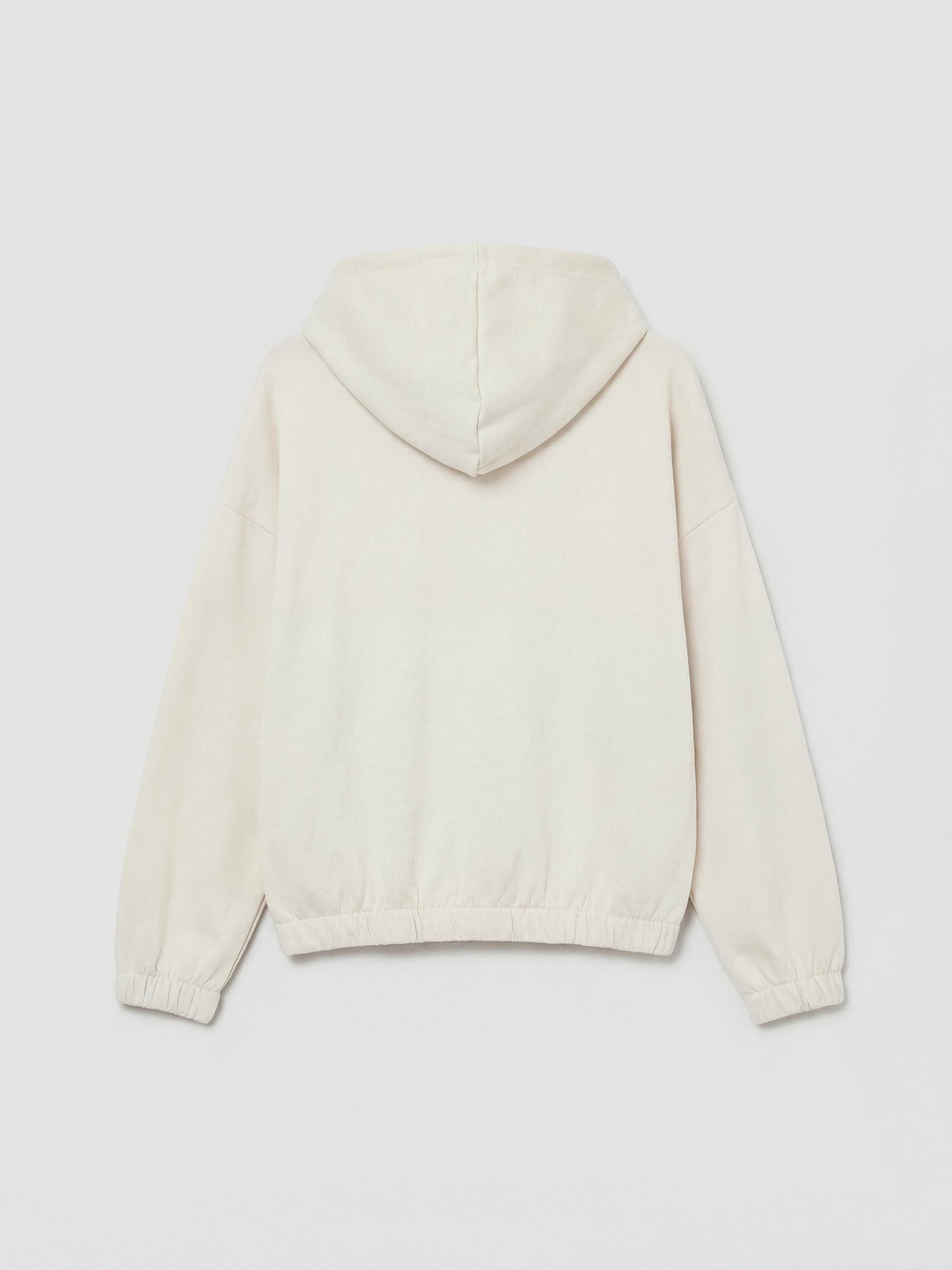 Bej Kapüşonlu Soft Touch Kadın Fermuarlı Sweatshirt-1