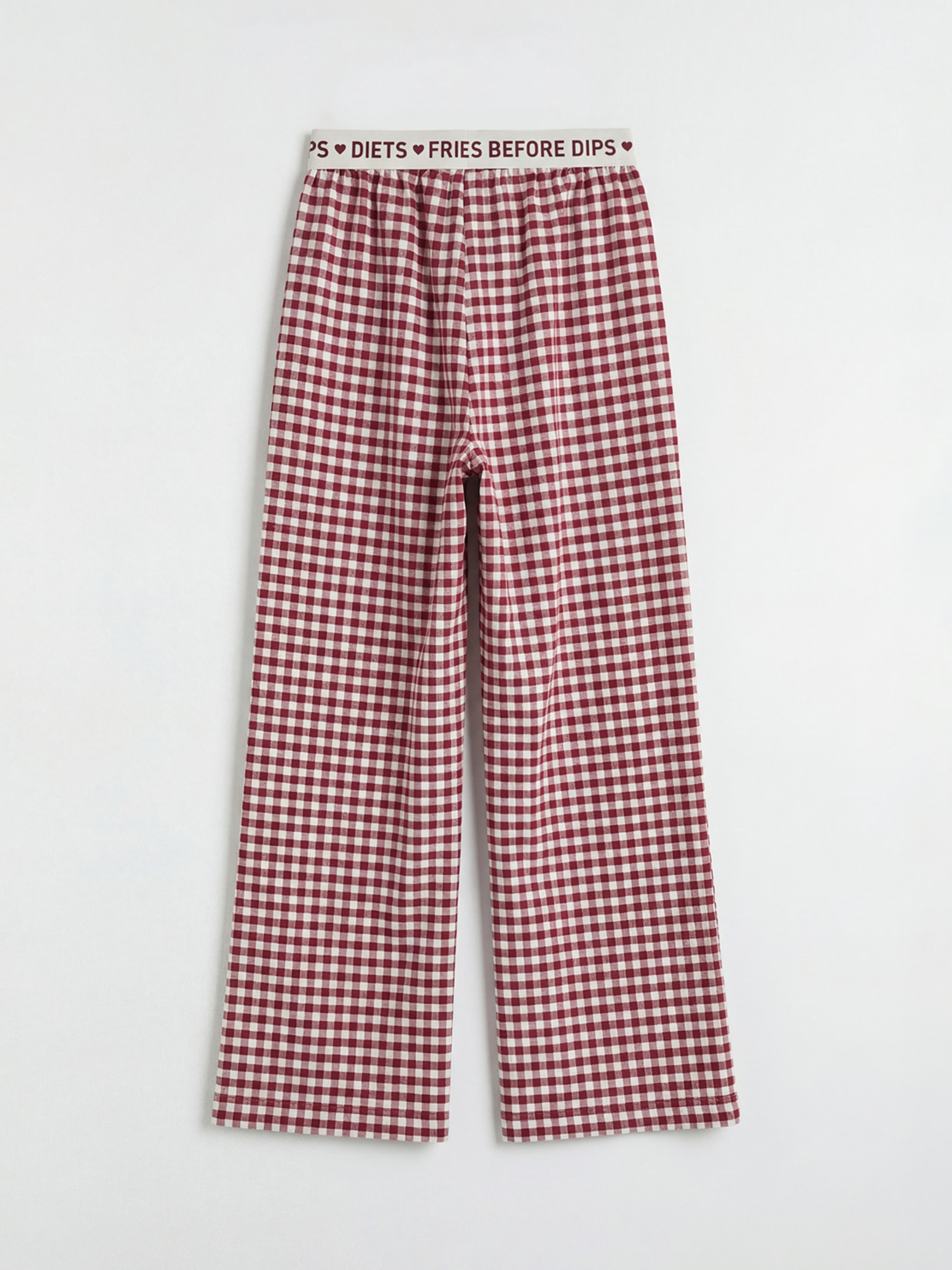 Ekru Ekose Kız Çocuk Pijama Alt-1