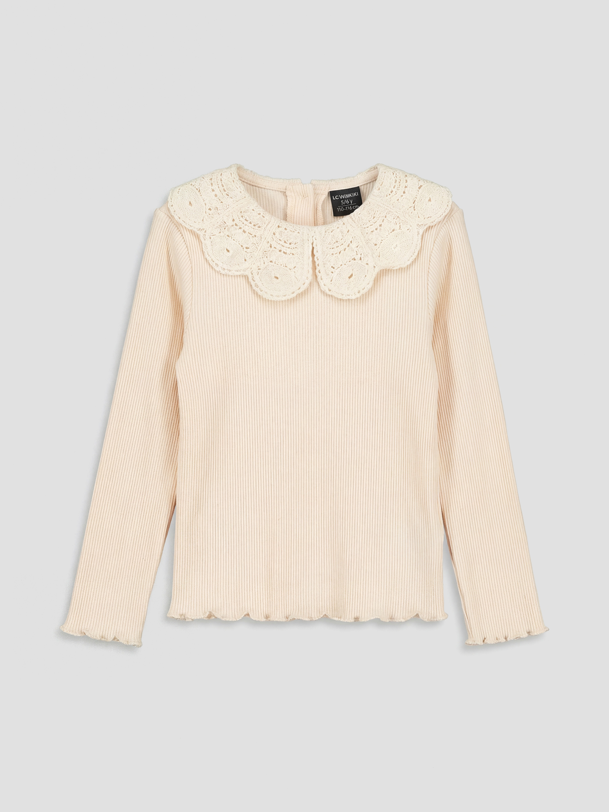 LCW Kids Bebe Yaka Kız Çocuk Fitilli Tişört