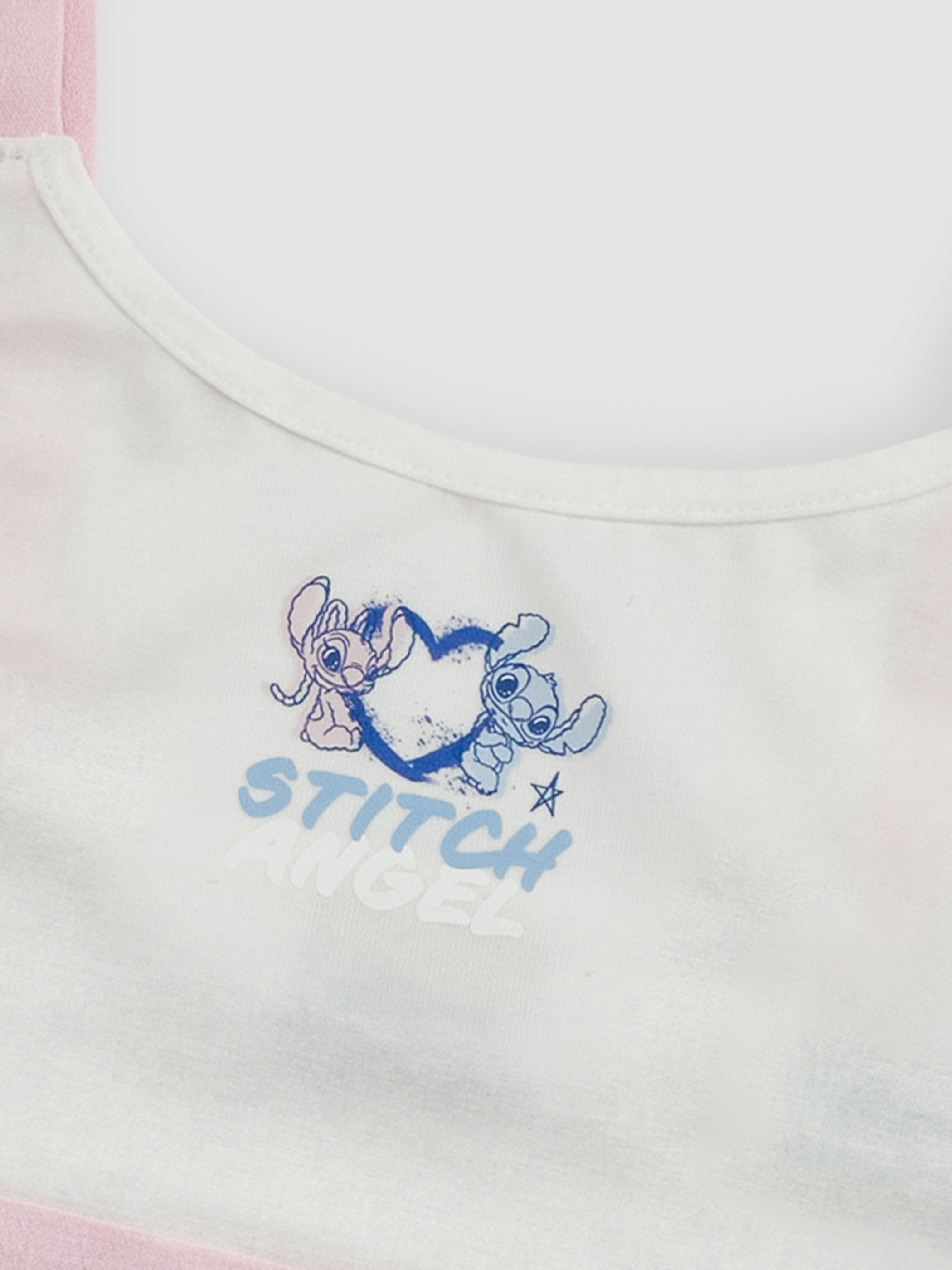 Beyaz Stitch ve Angel Baskılı Kız Çocuk 2'li Büstiyer-2