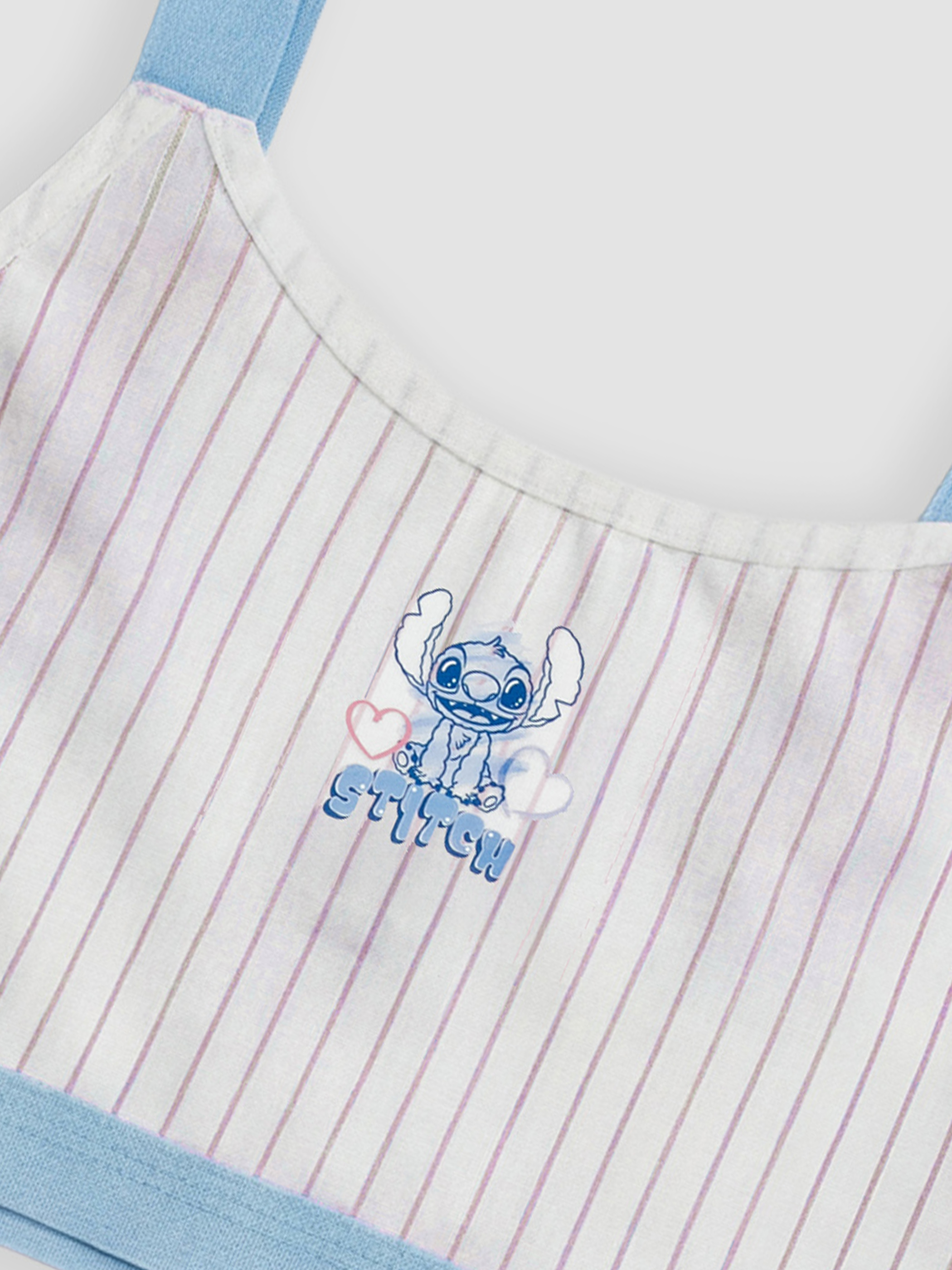 Beyaz Stitch ve Angel Baskılı Kız Çocuk 2'li Büstiyer-3