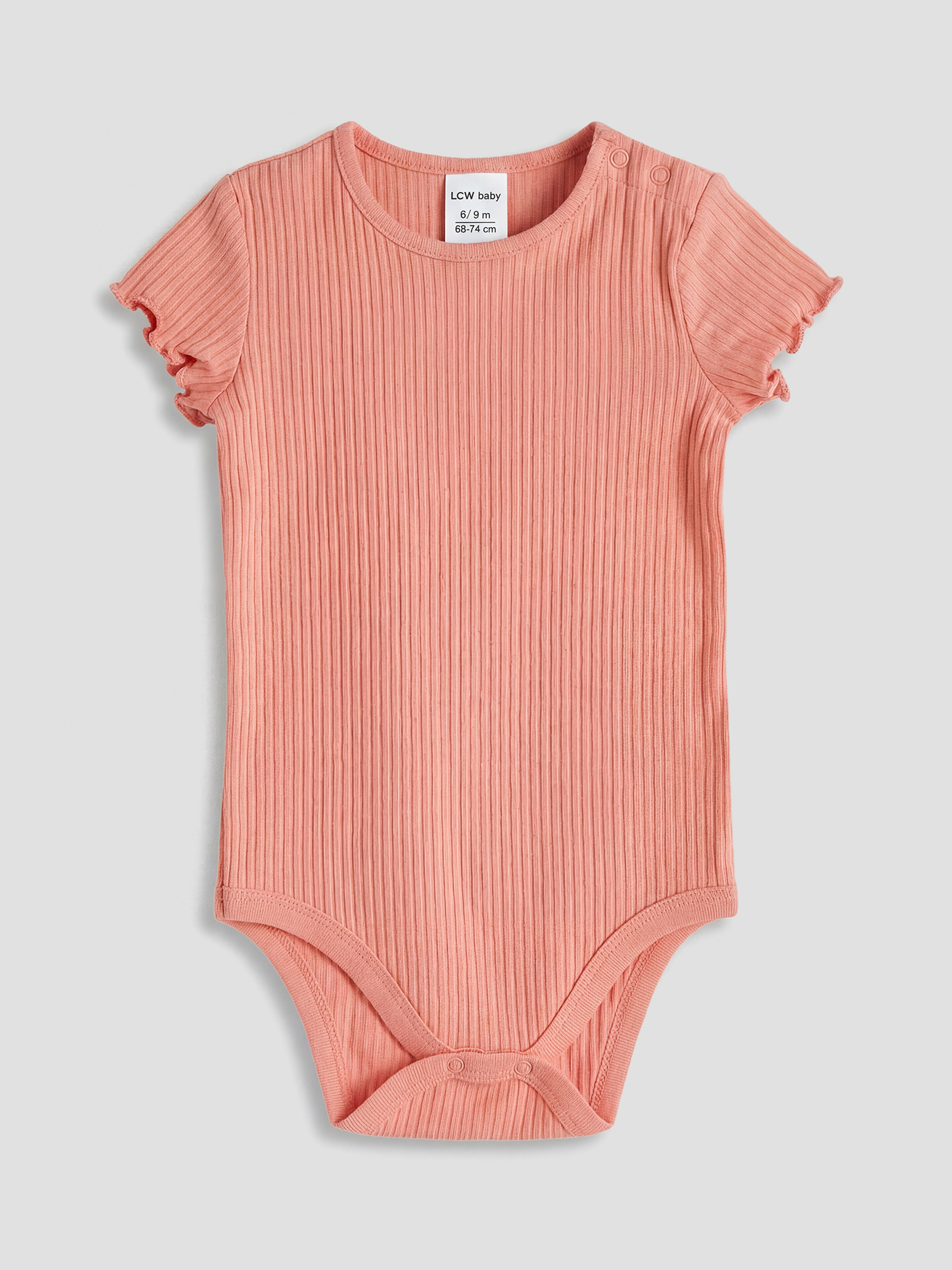 Pembe Bisiklet Yaka Fırfırlı Kız Bebek 2'li Body-3