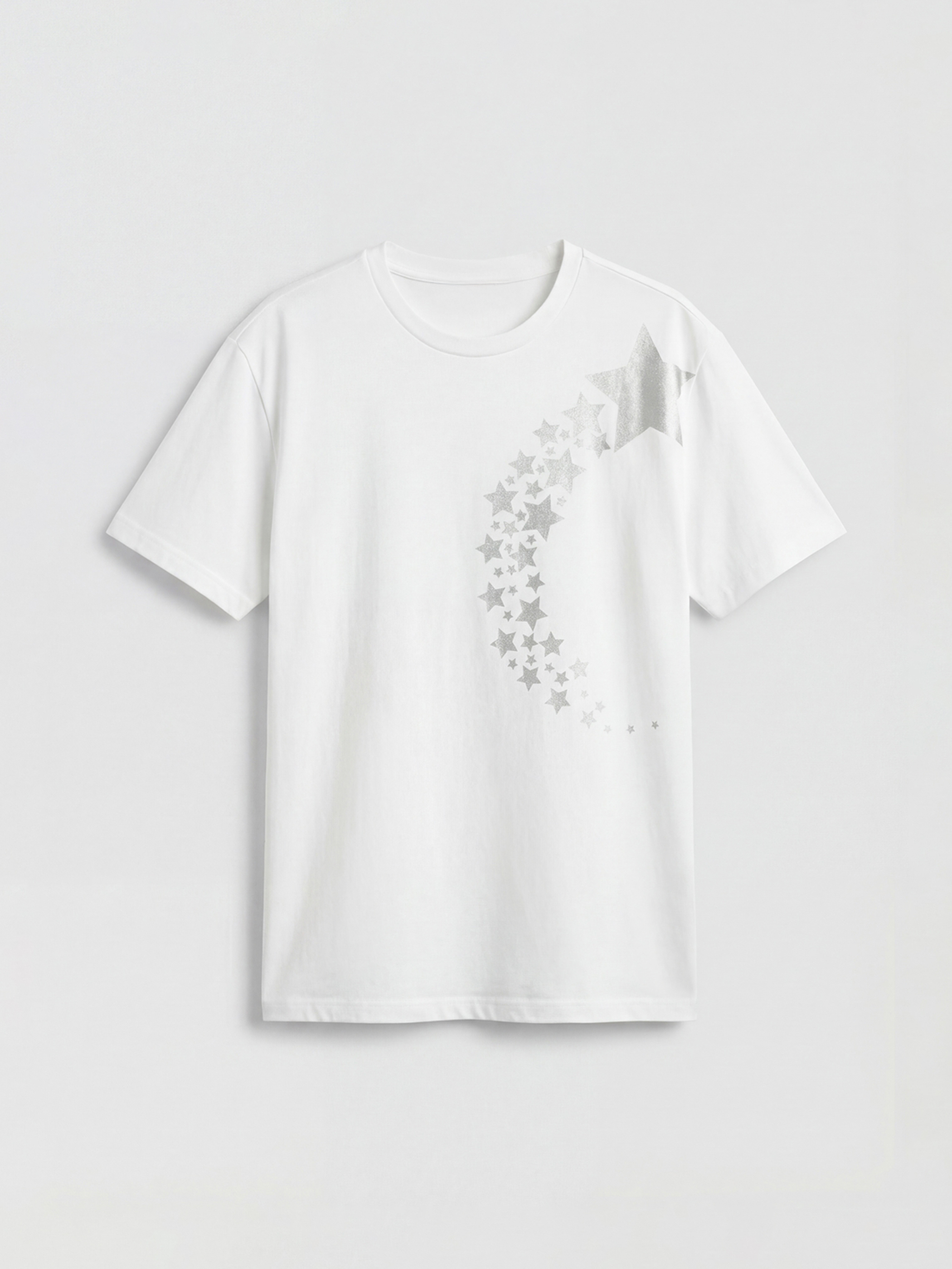 LCW ECO Bisiklet Yaka Kız Çocuk Yıldız Baskılı Tişört - S6LK80Z4-J5E