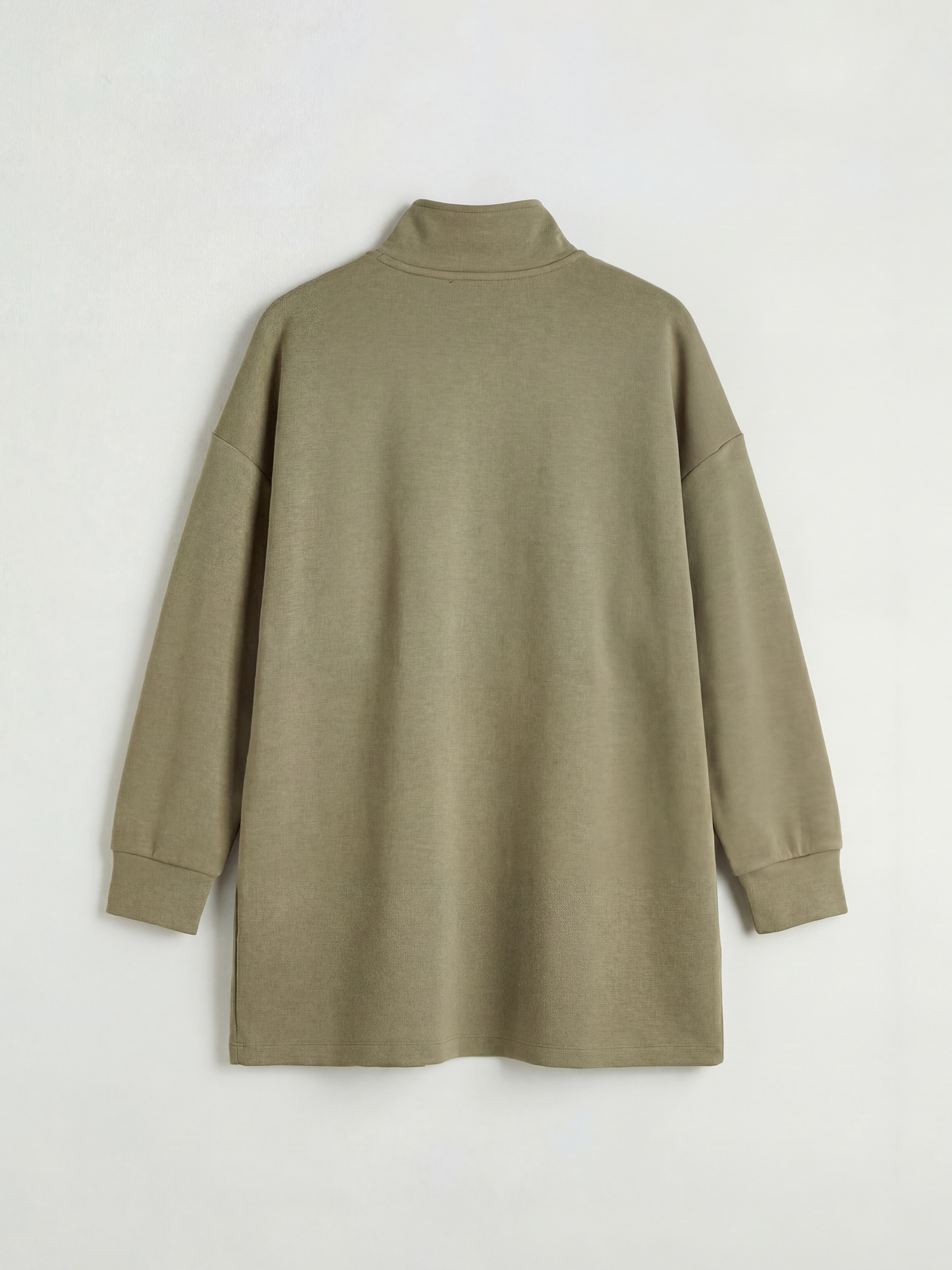 LCW Modest Haki Dik Yaka Soft Touch Kadın Sweatshirt Tunik