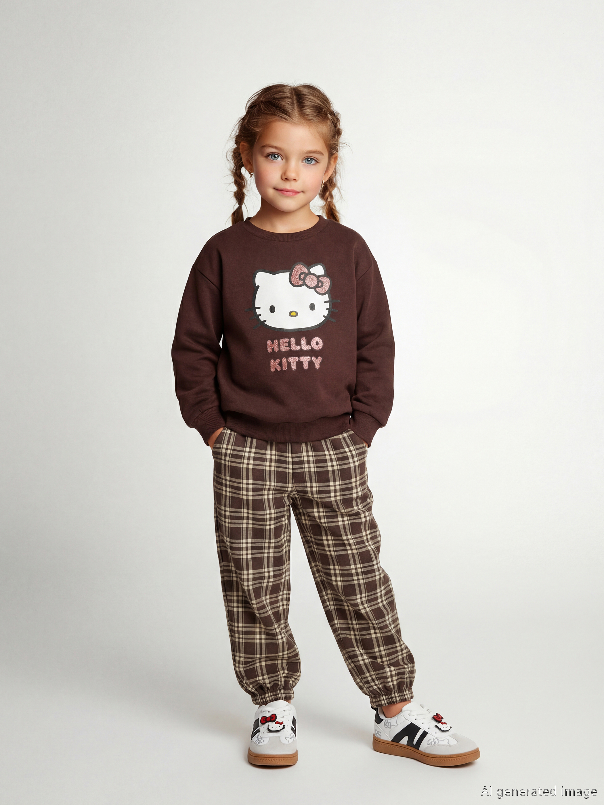 LCW Kids Hello Kitty Baskılı Kız Çocuk Sweatshirt ve Pantolon - S6LM42Z1-2FH