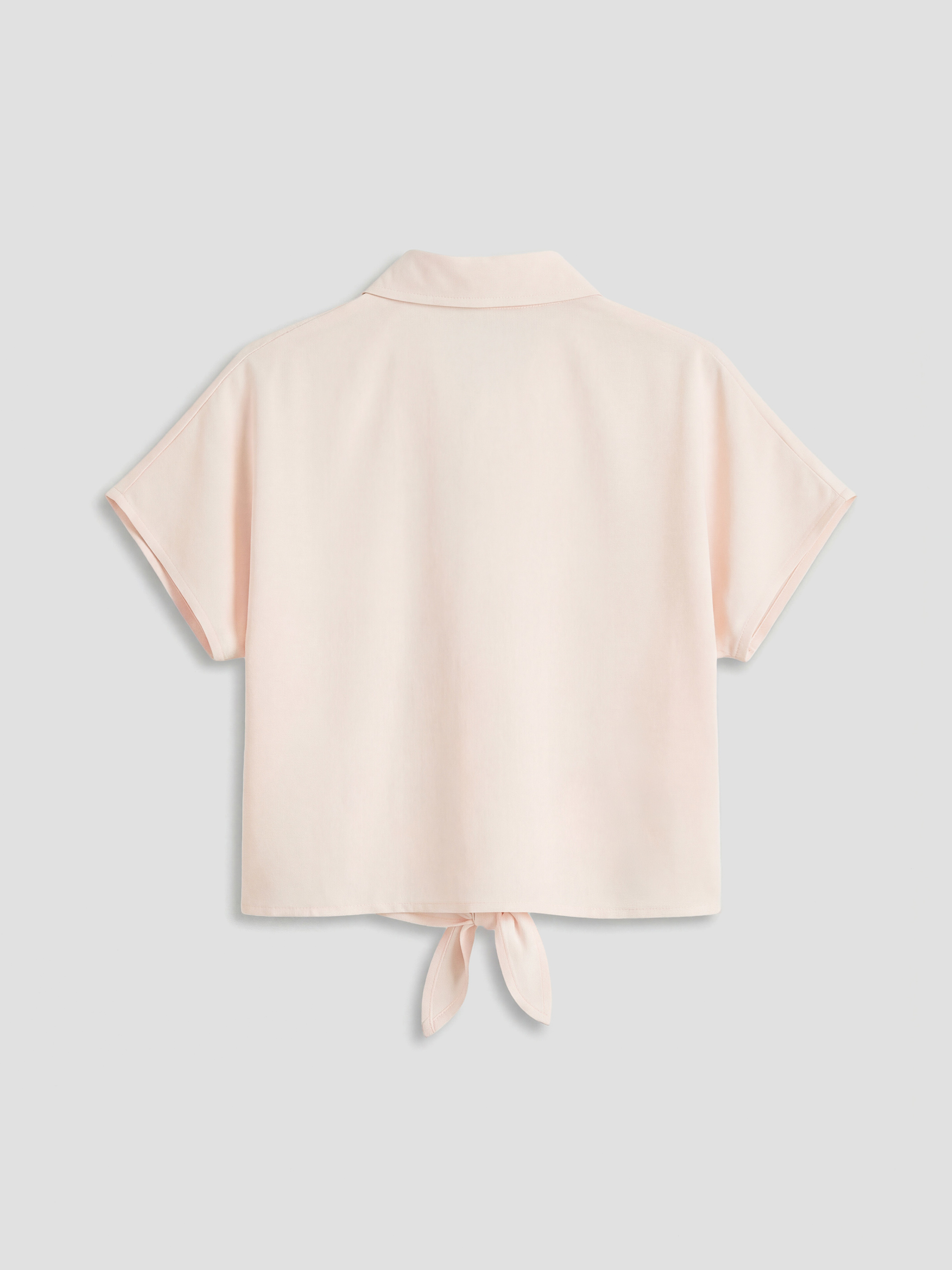 Pembe Bağlama Detaylı Kız Çocuk Gömlek-1