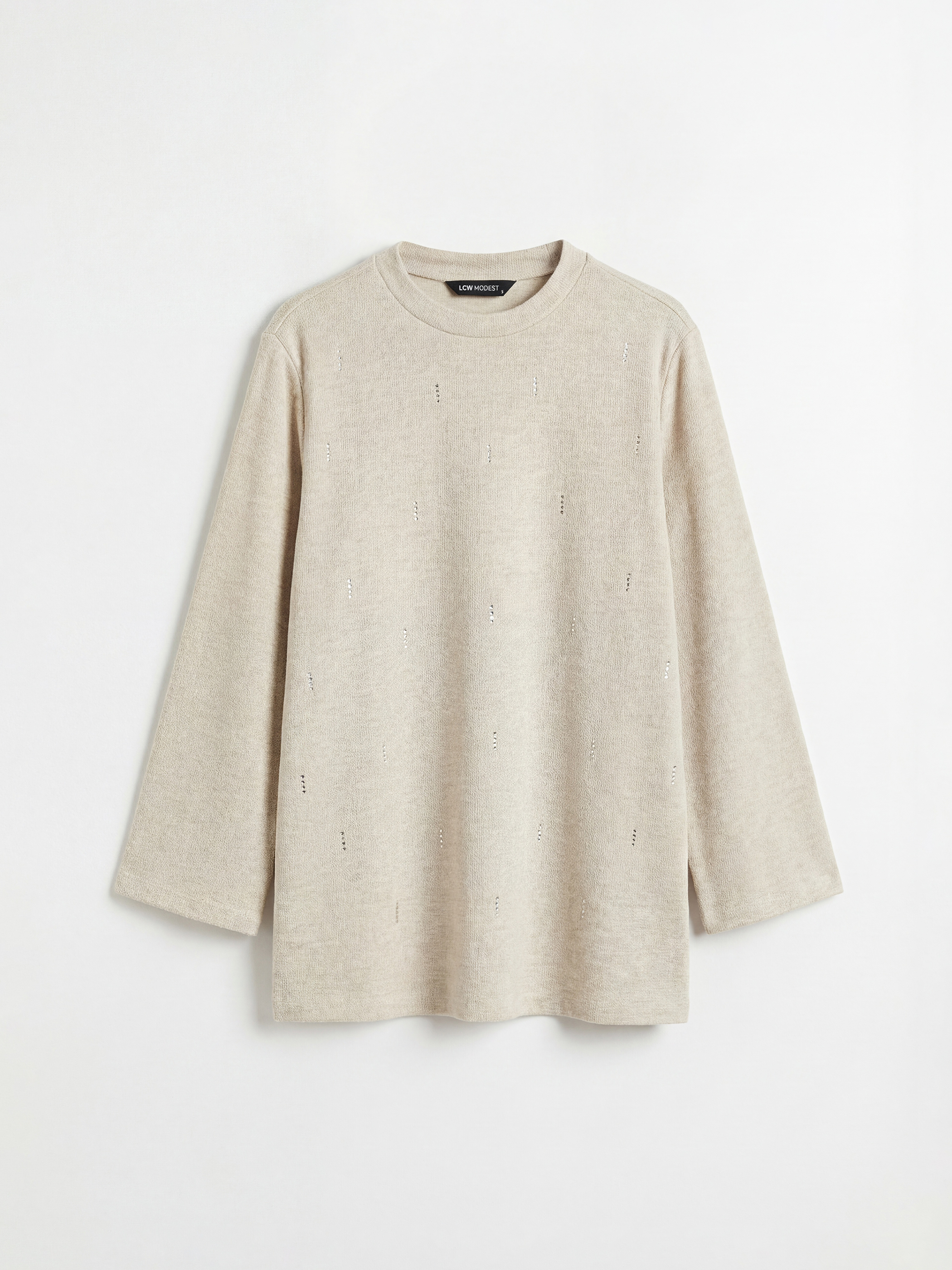 LCW Modest Bisiklet Yaka Taşlı Kadın Sweatshirt Tunik - S6LM71Z8-CR8