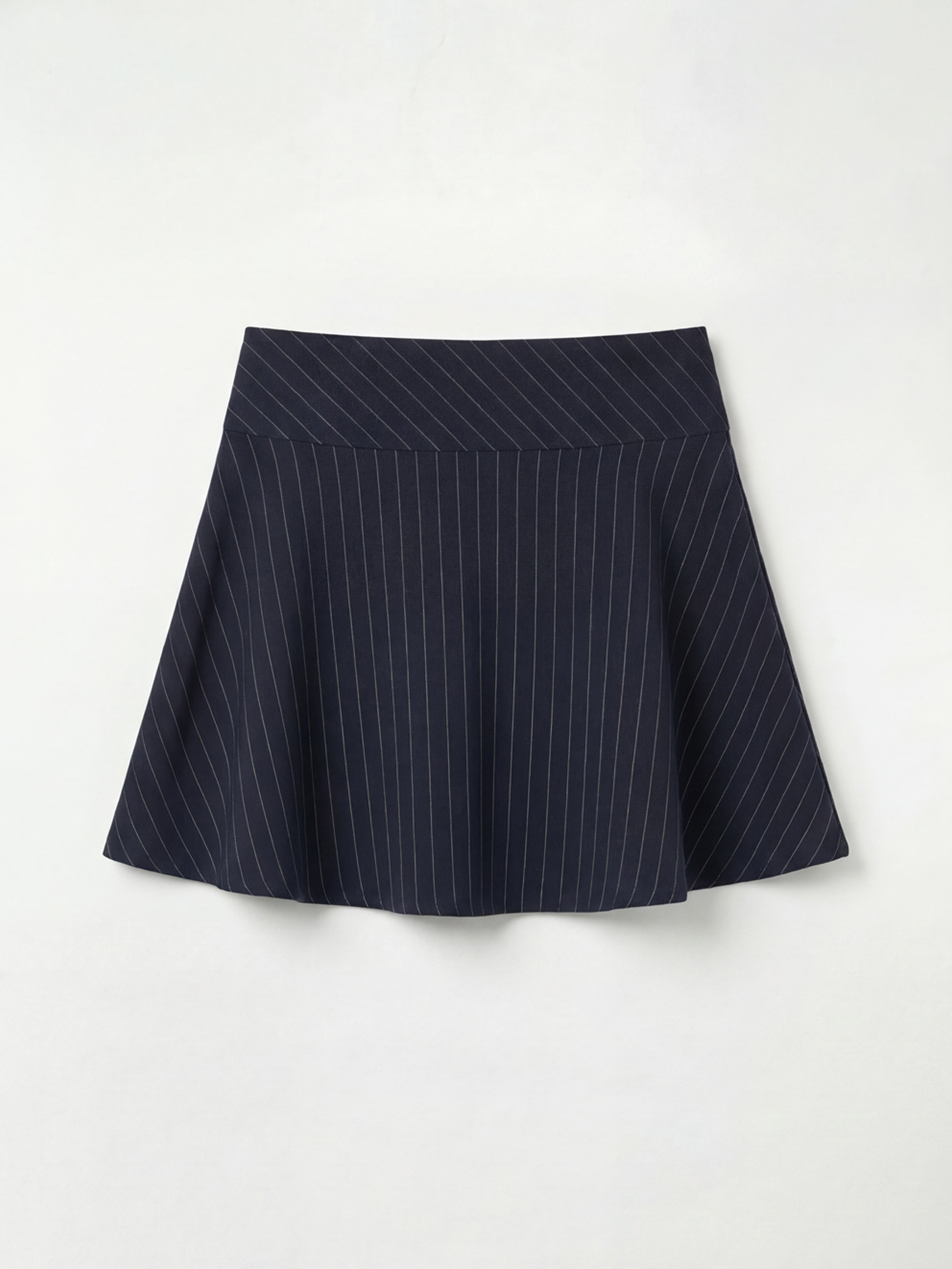 Lacivert Düğme Detaylı Çizgili Kız Çocuk Etek-1