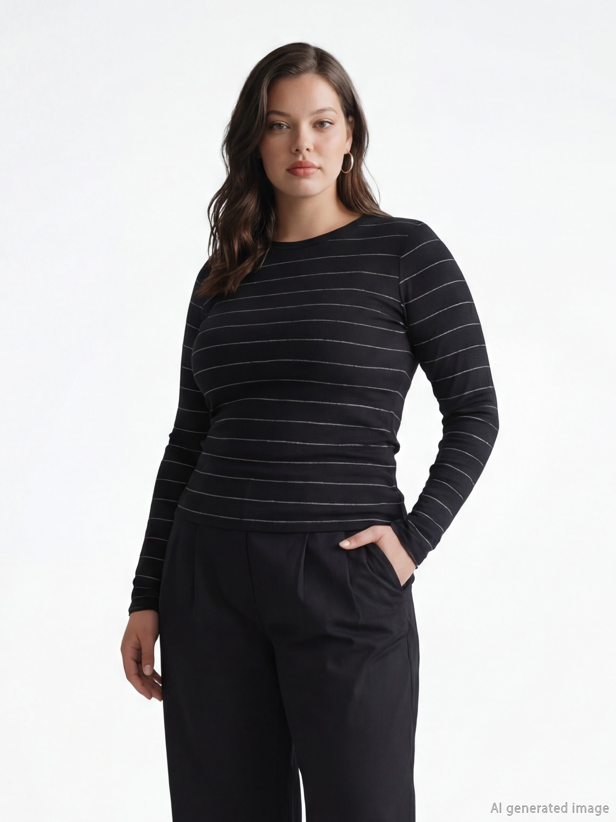 Gestreifter Rundhalsausschnitt-Körper.-1