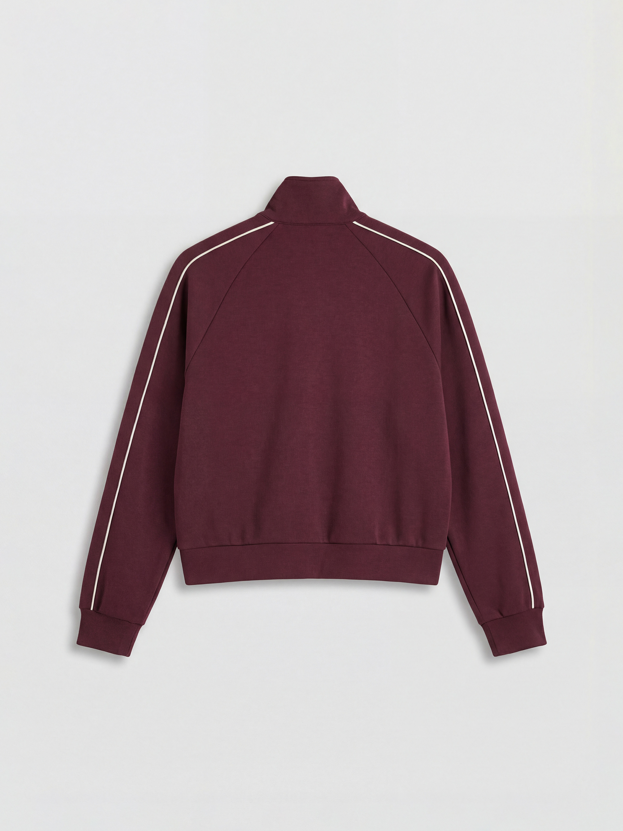 Bordo Dik Yaka Kadın Fermuarlı Sweatshirt-1
