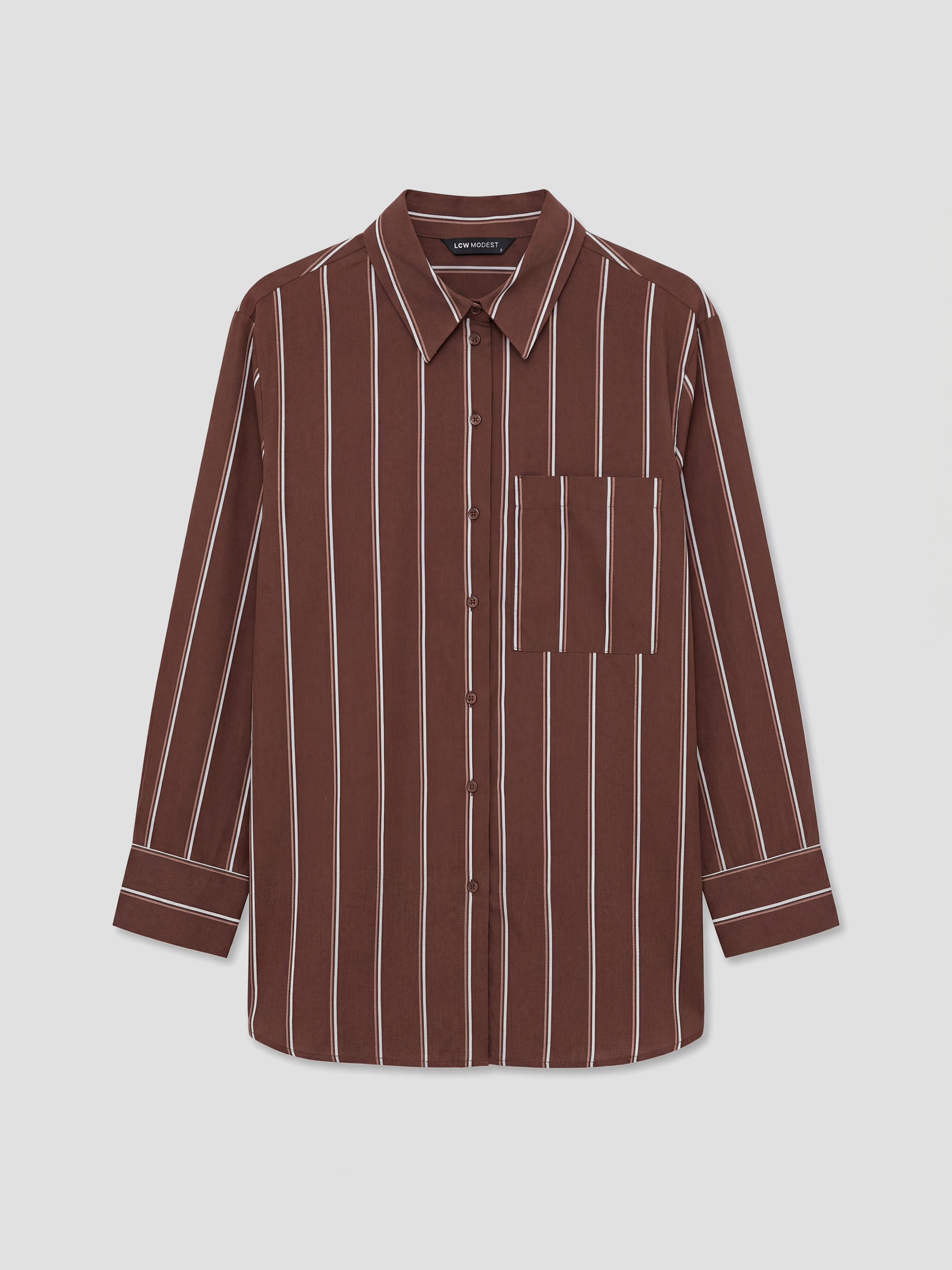 LCW Modest Çizgili Poplin Kadın Gömlek Tunik - S6LN45Z8-LEW