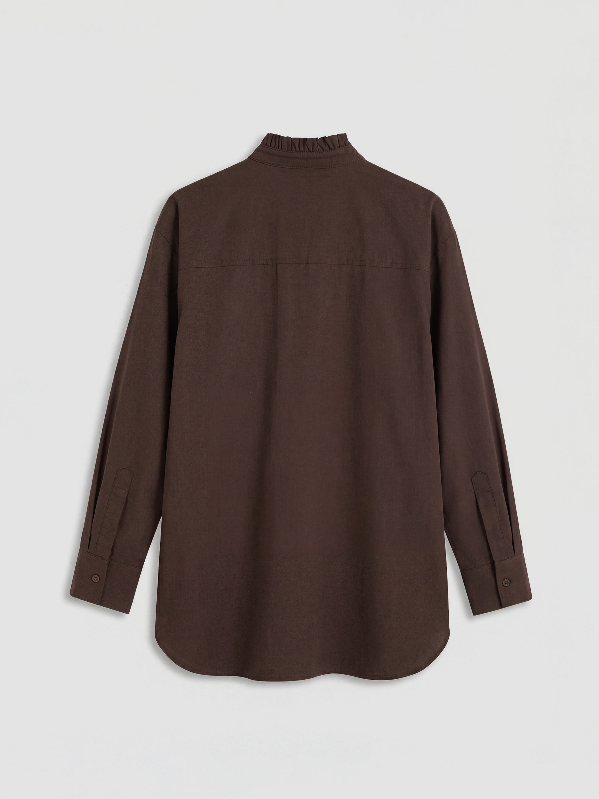 Kahverengi Hakim Yaka Poplin Kadın Gömlek Tunik	-5