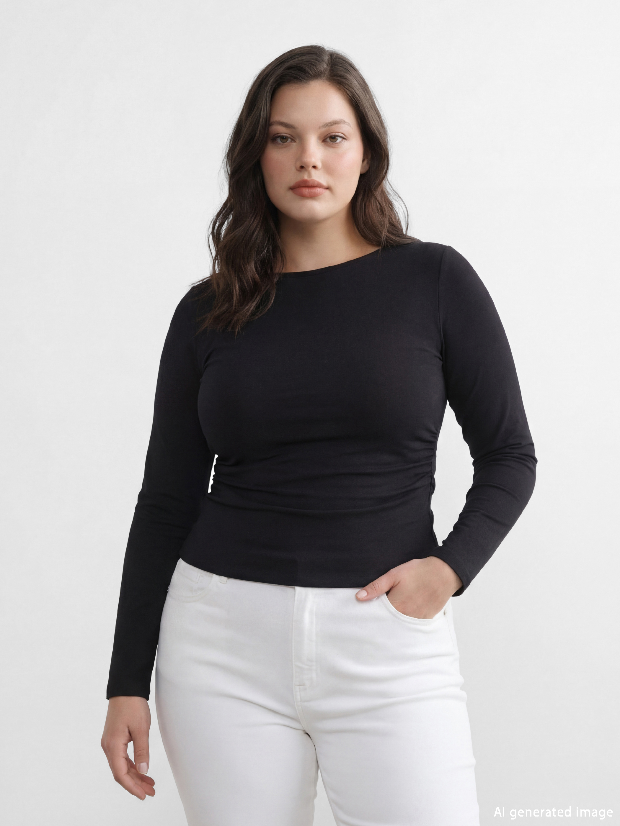 Siyah Kayık Yaka Büzgülü Body	-1