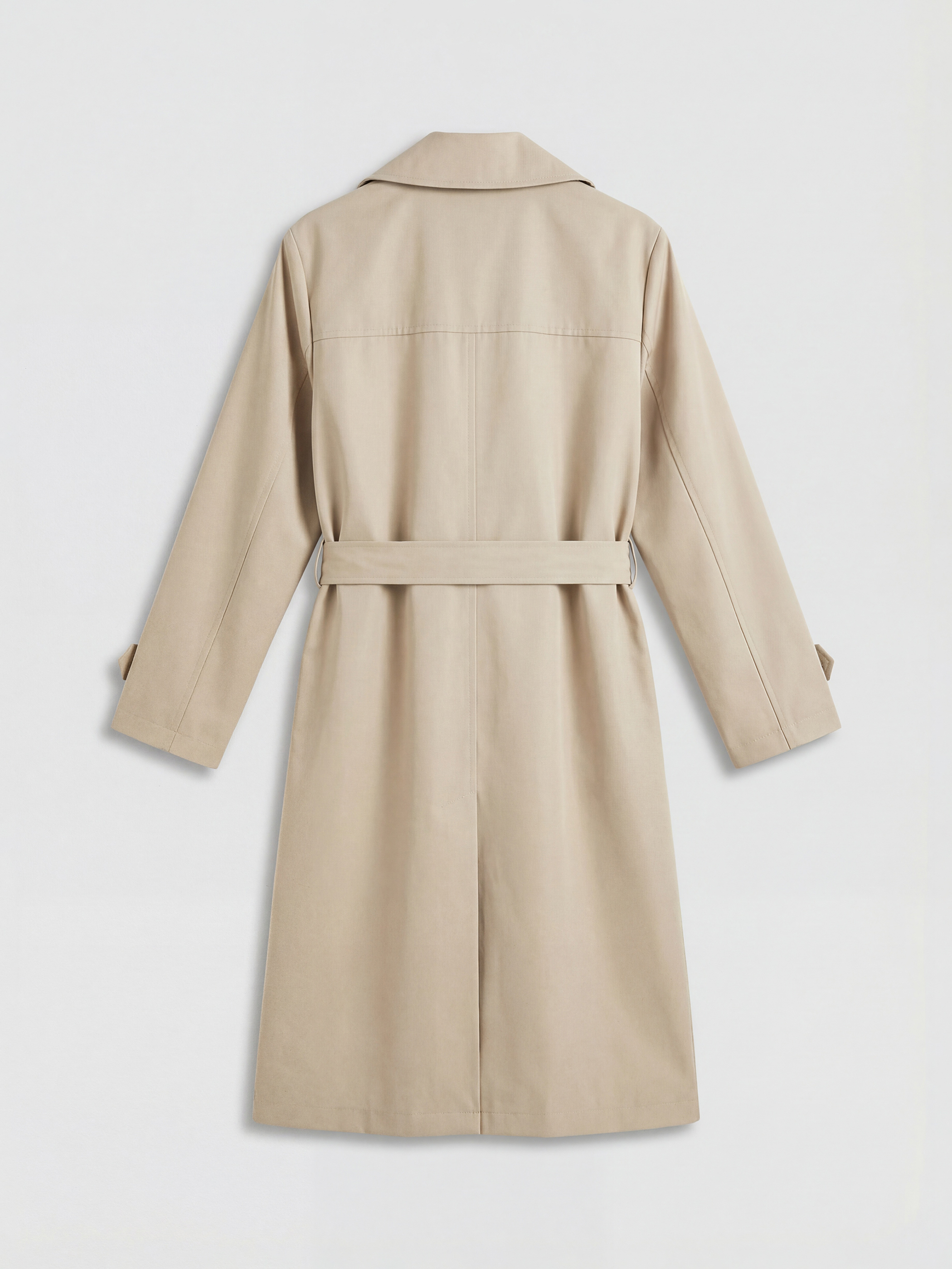 Bej Kruvaze Yaka Kuşaklı Kadın Trençkot-6