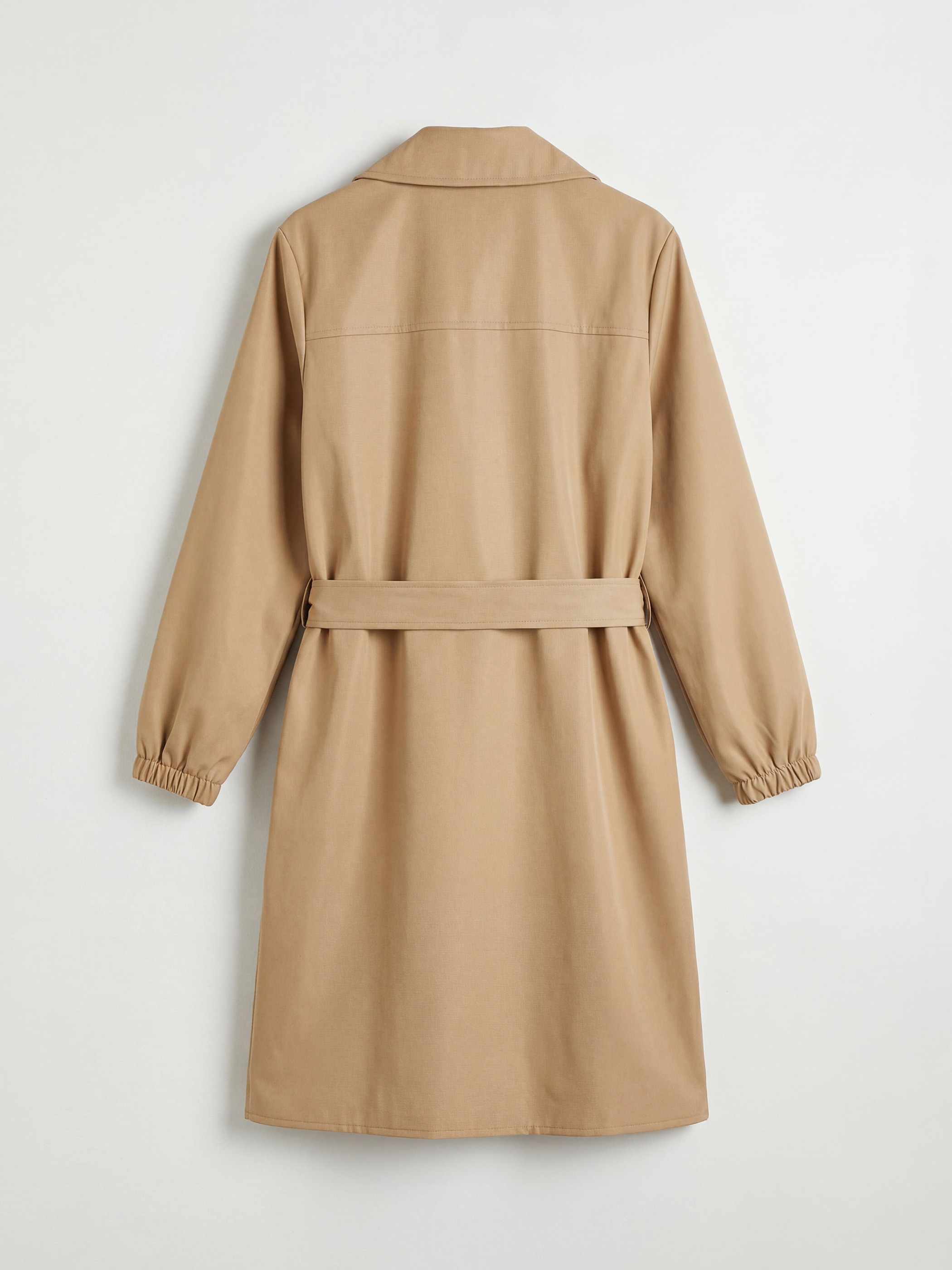 Bej Kruvaze Yaka Oversize Kadın Trençkot-1