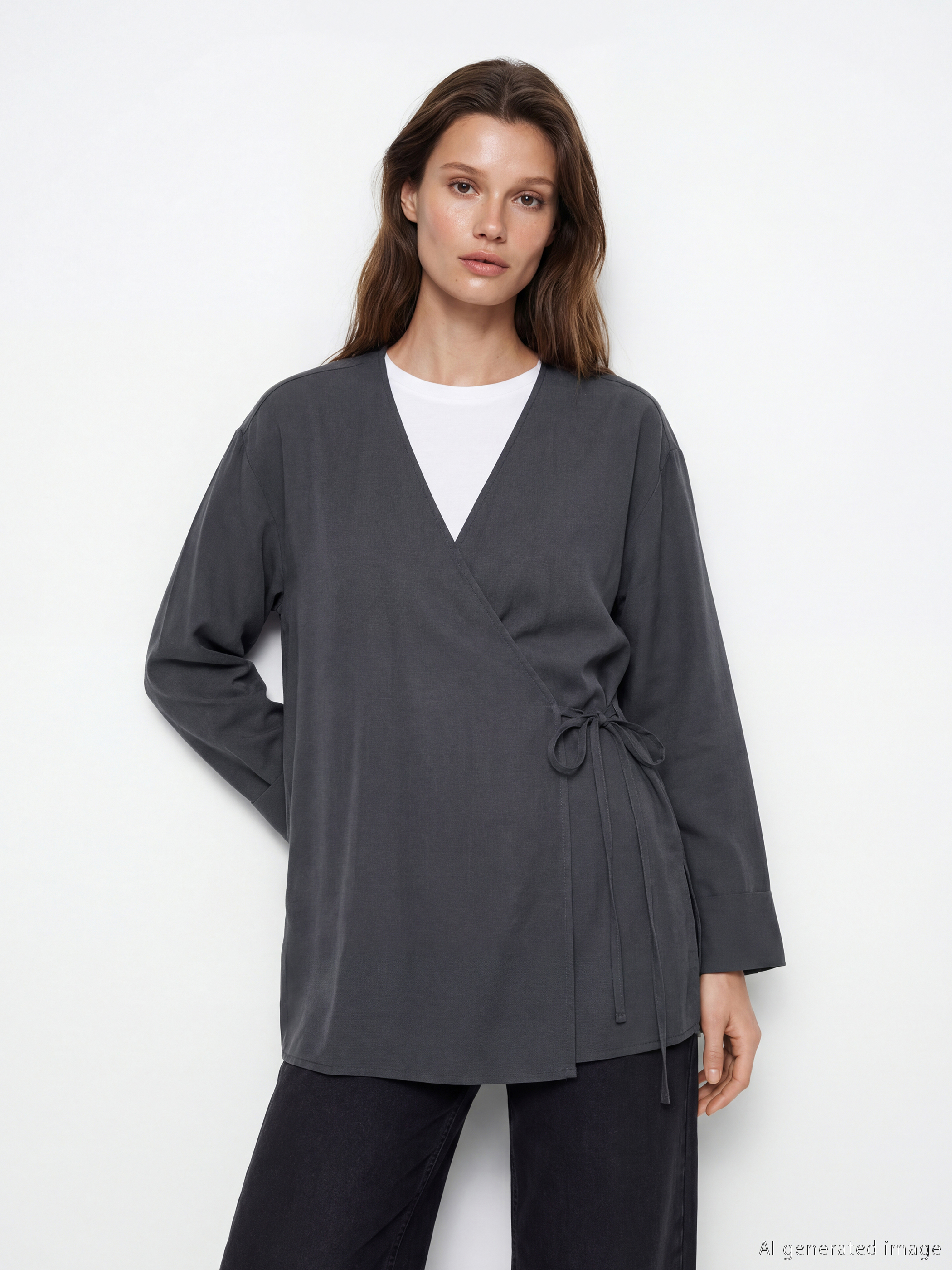 LCW Modest Kruvaze Yaka Dokulu Modal Karışımlı Kadın Kimono - S6LO80Z8-HJU