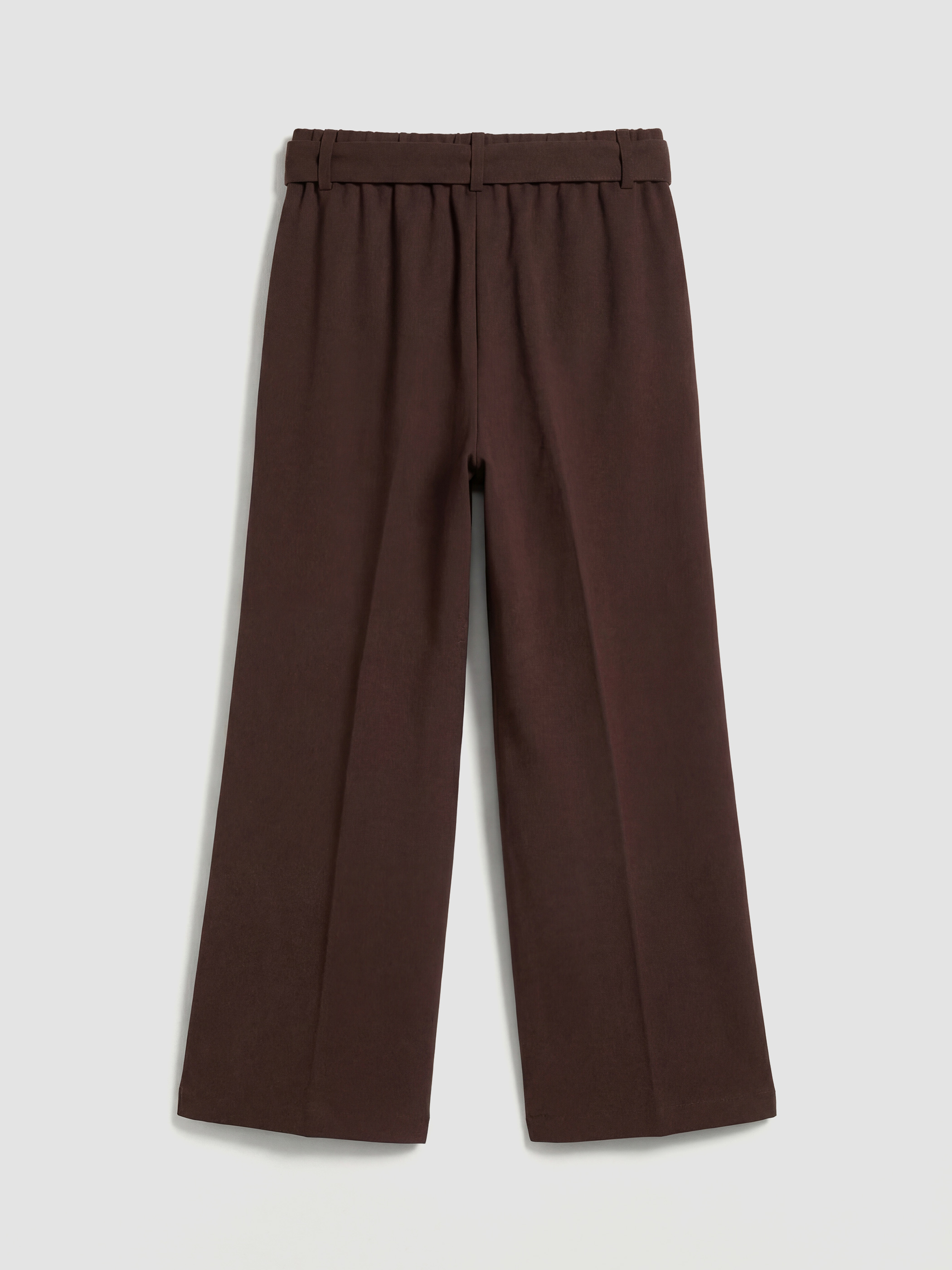 Kahverengi Beli Lastikli Kız Çocuk Pileli Pantolon-1