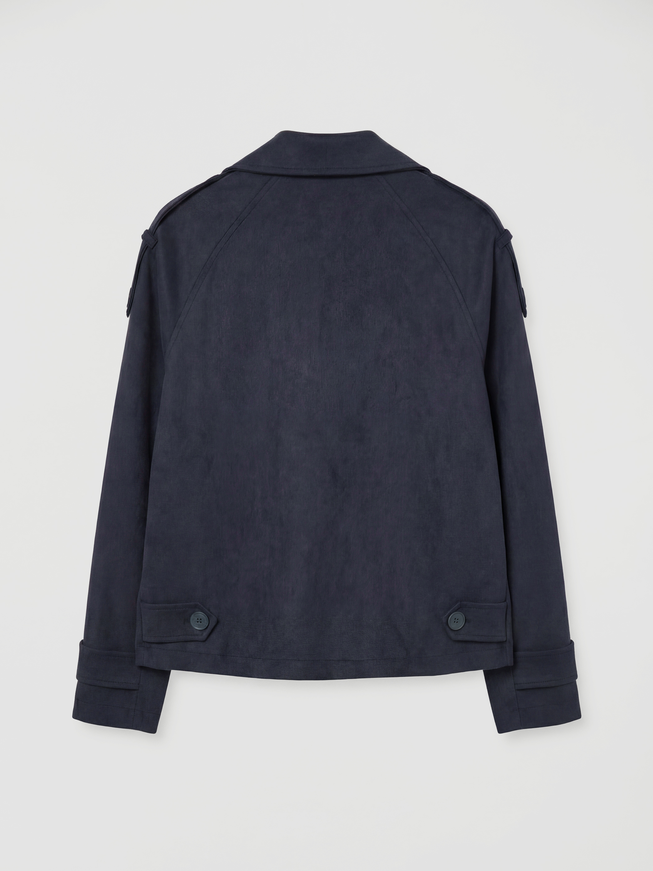 Lacivert Oversize Kadın Süet Görünümlü Trençkot-6