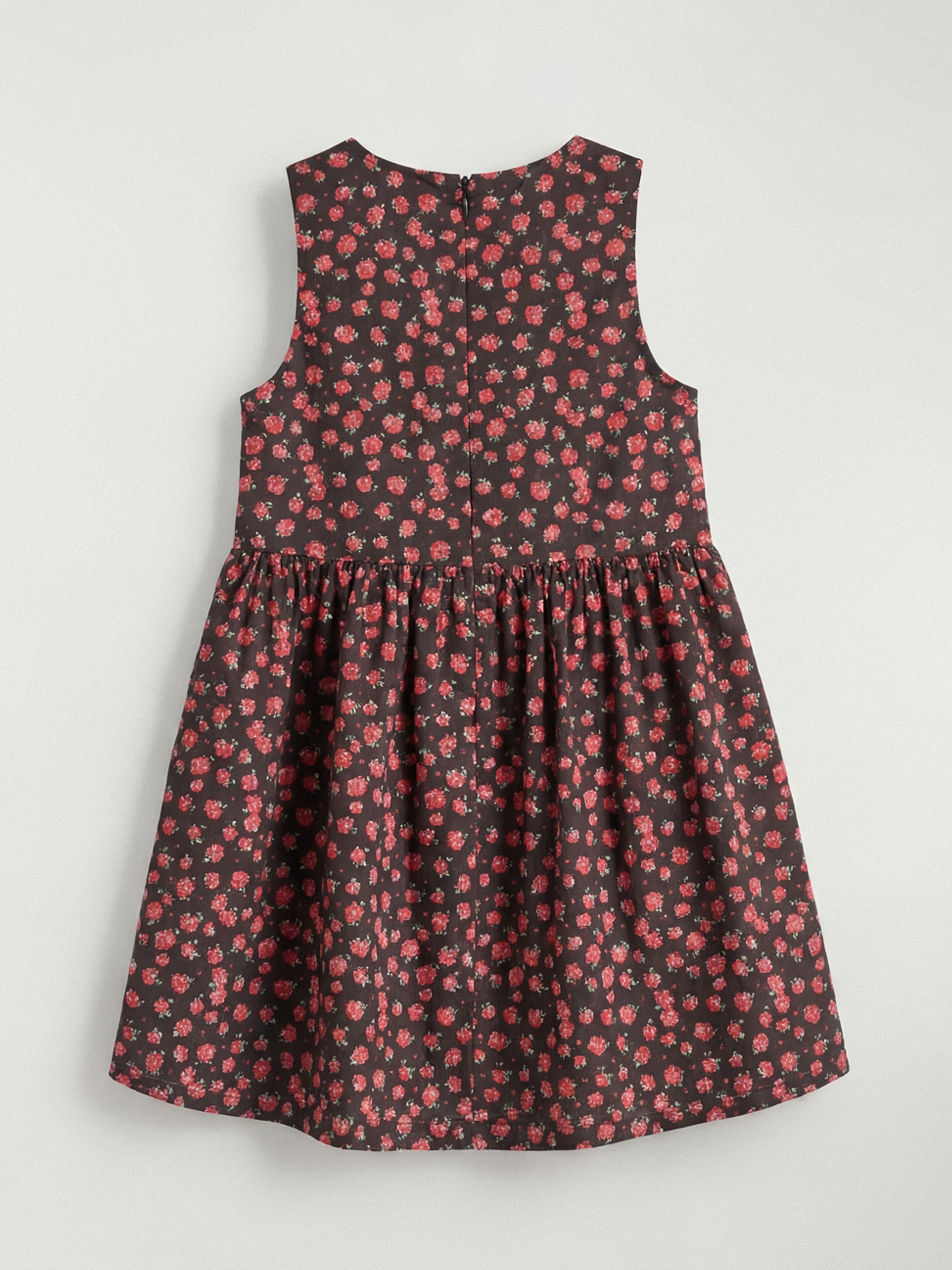 Siyah Bisiklet Yaka Çiçekli Kız Çocuk Elbise-1