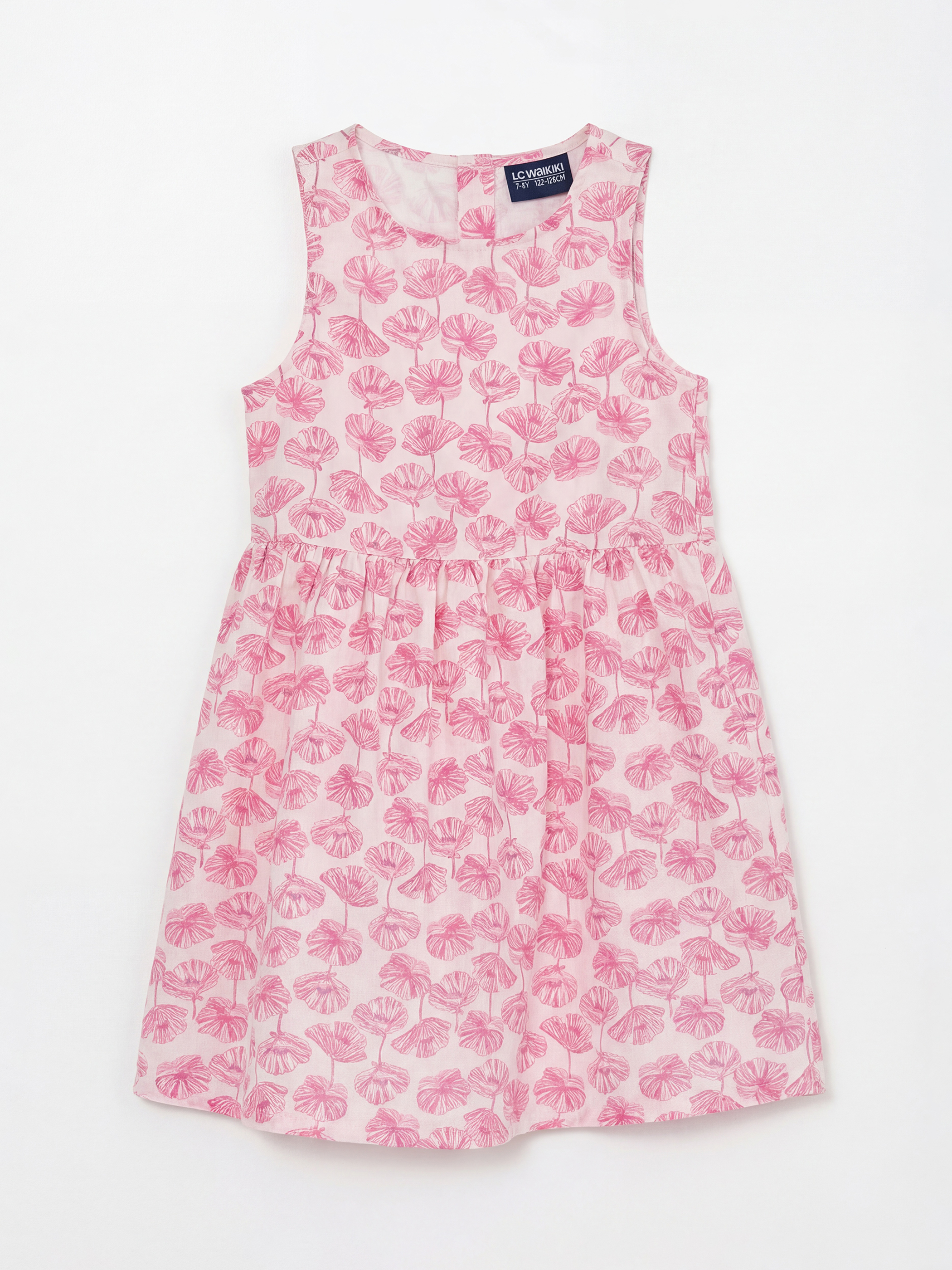 LCW ECO Bisiklet Yaka Çiçek Desenli Kız Çocuk Elbise - S6LP76Z4-LSC