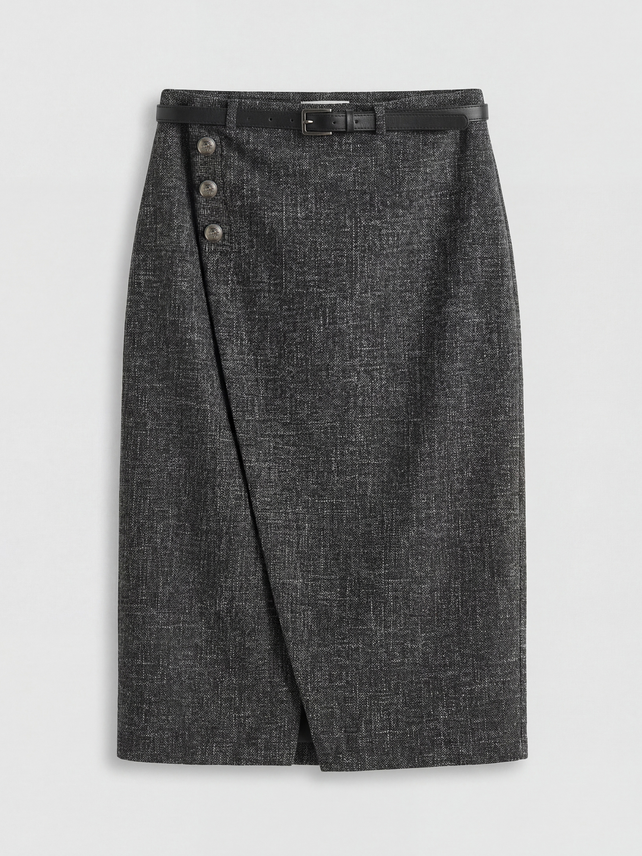 LCWAIKIKI Classic Beli Kemerli Desenli Tüvit Kalem Etek - S6LR23Z8-CX7