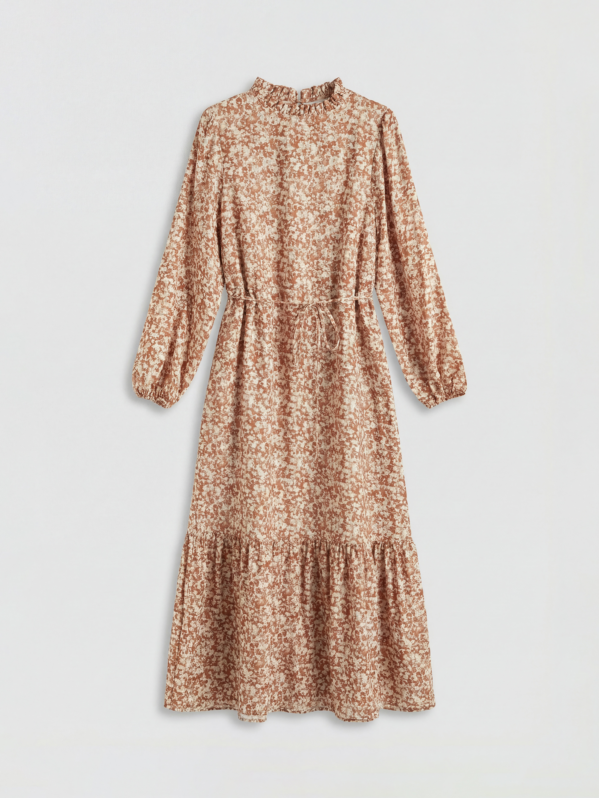 LCWAIKIKI Classic Fırfırlı Dik Yaka Desenli Katkat Elbise - S6LR44Z8-F9C