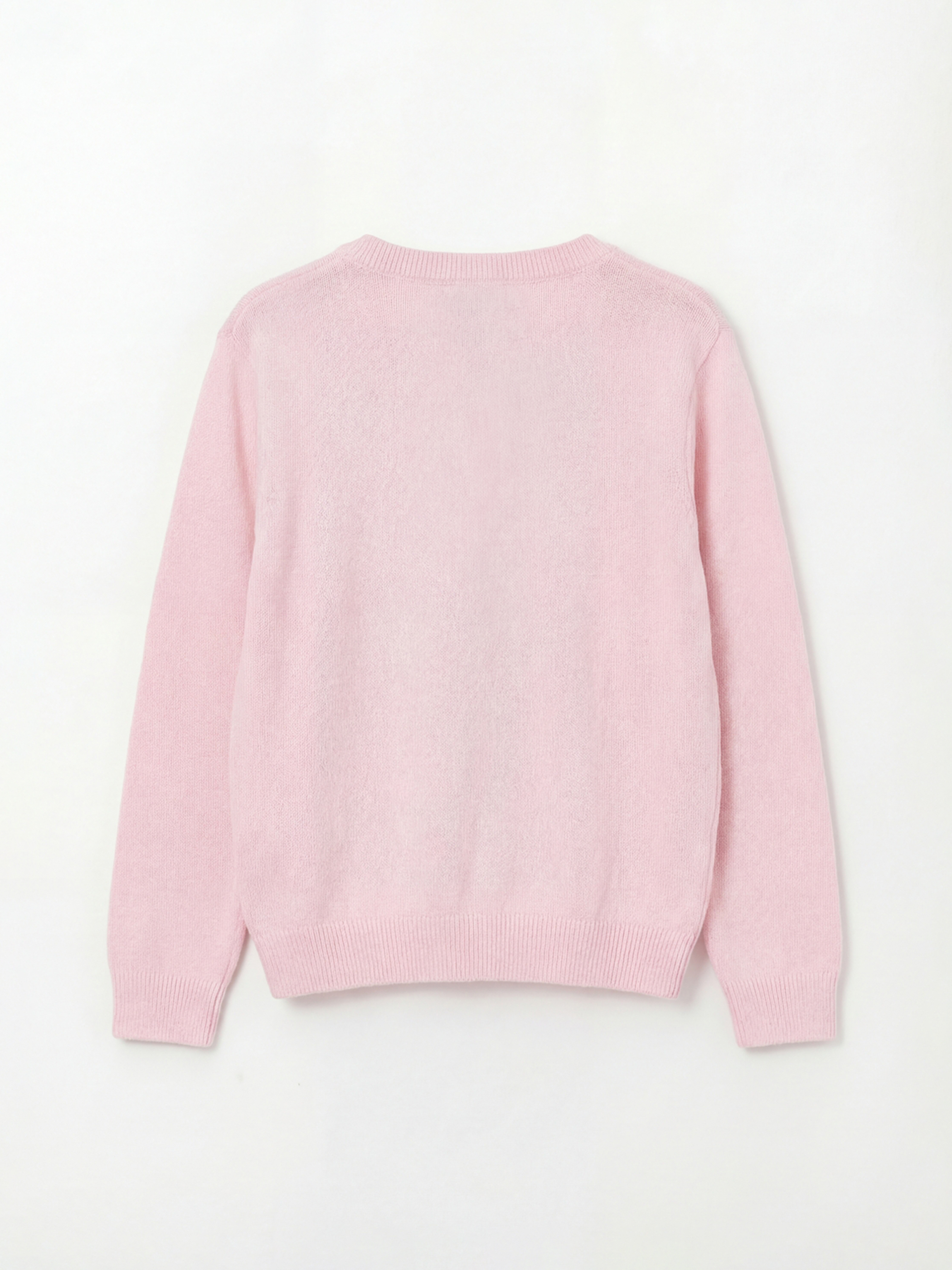 Pembe Bisiklet Yaka Fiyonk Nakışlı Kız Çocuk Triko Hırka-1