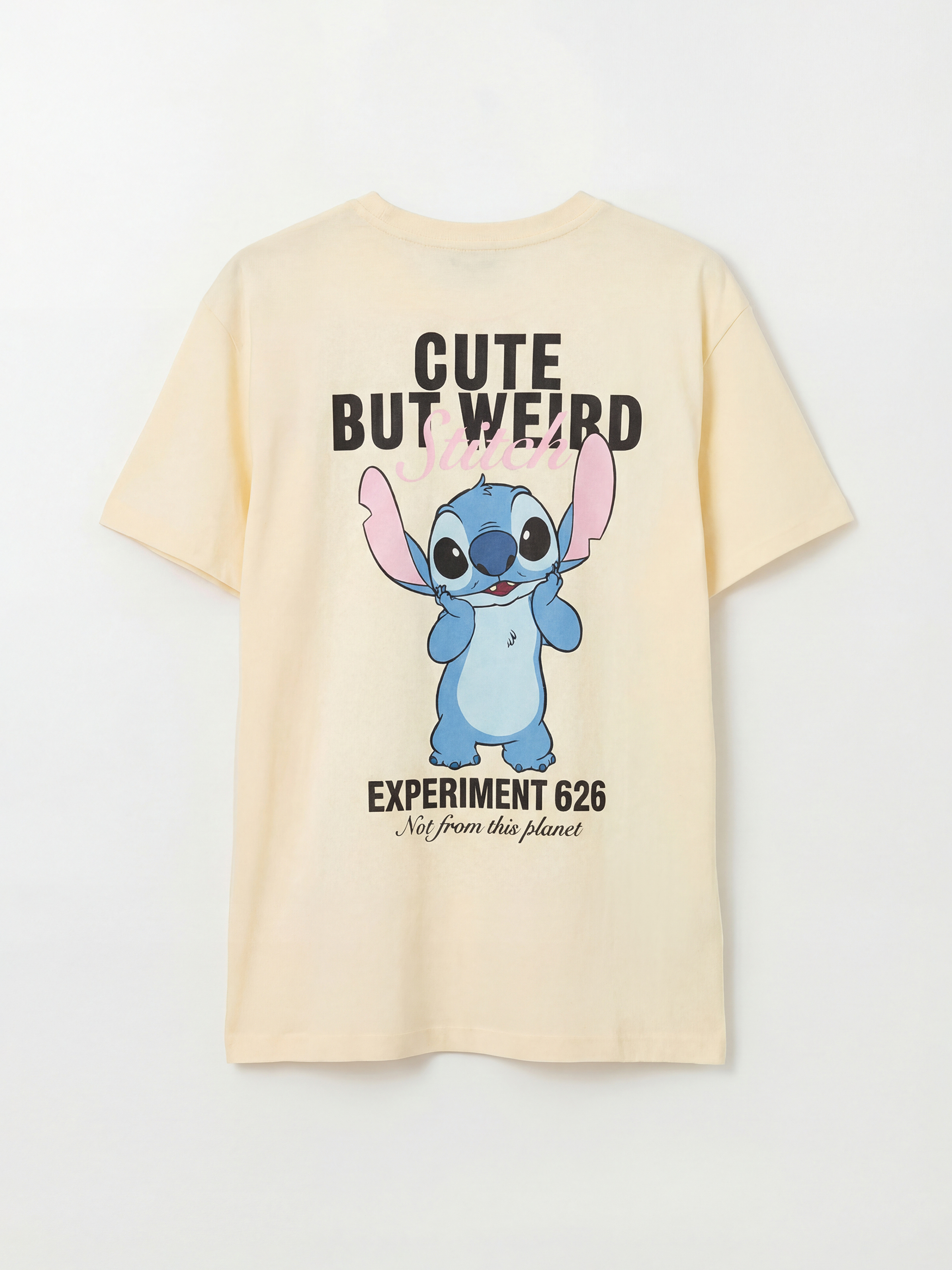 Sarı Bisiklet Yaka Stitch Baskılı Kadın Tişört-5