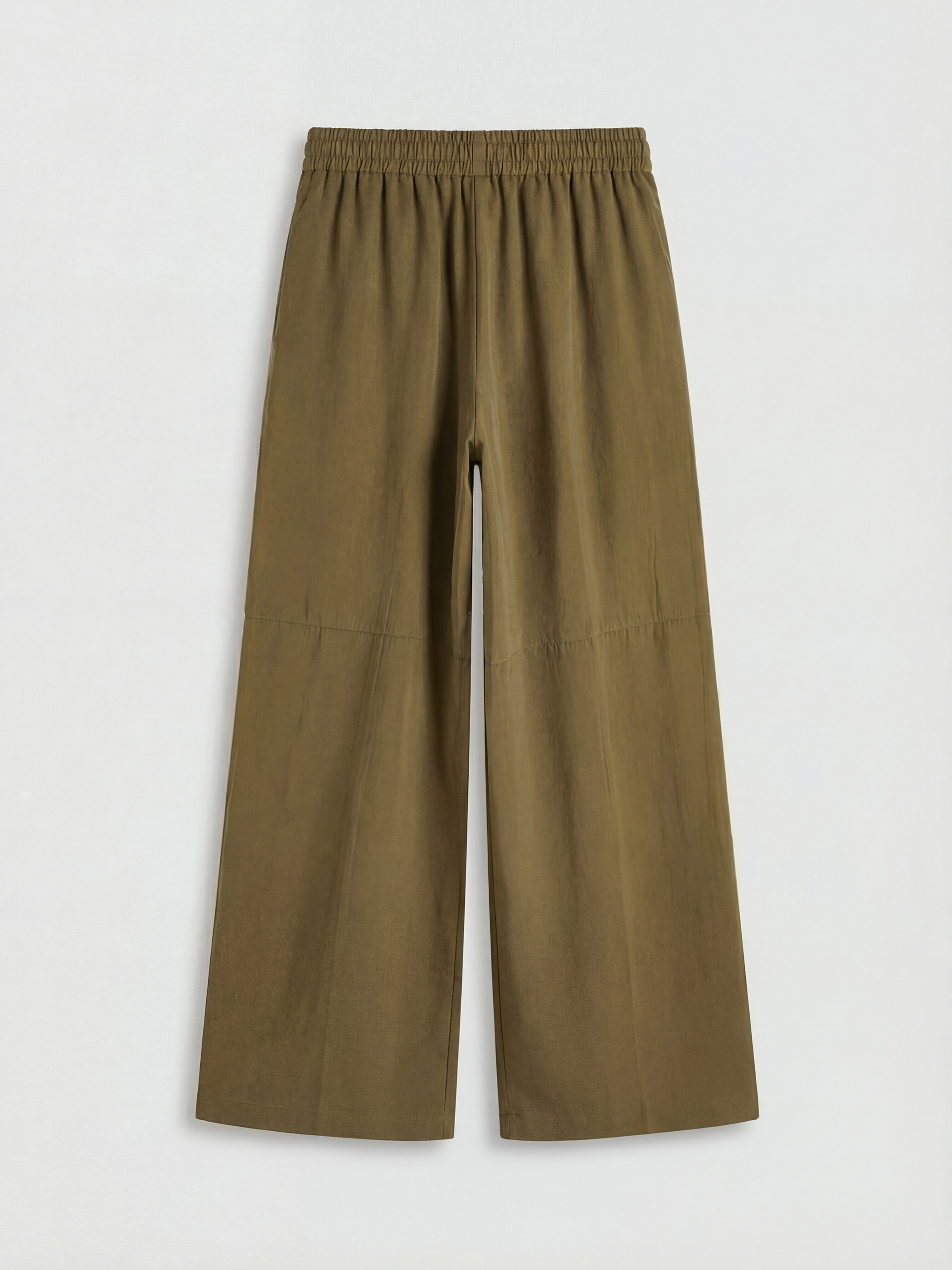 Haki Beli Lastikli Geniş Paça Kadın Pantolon-1