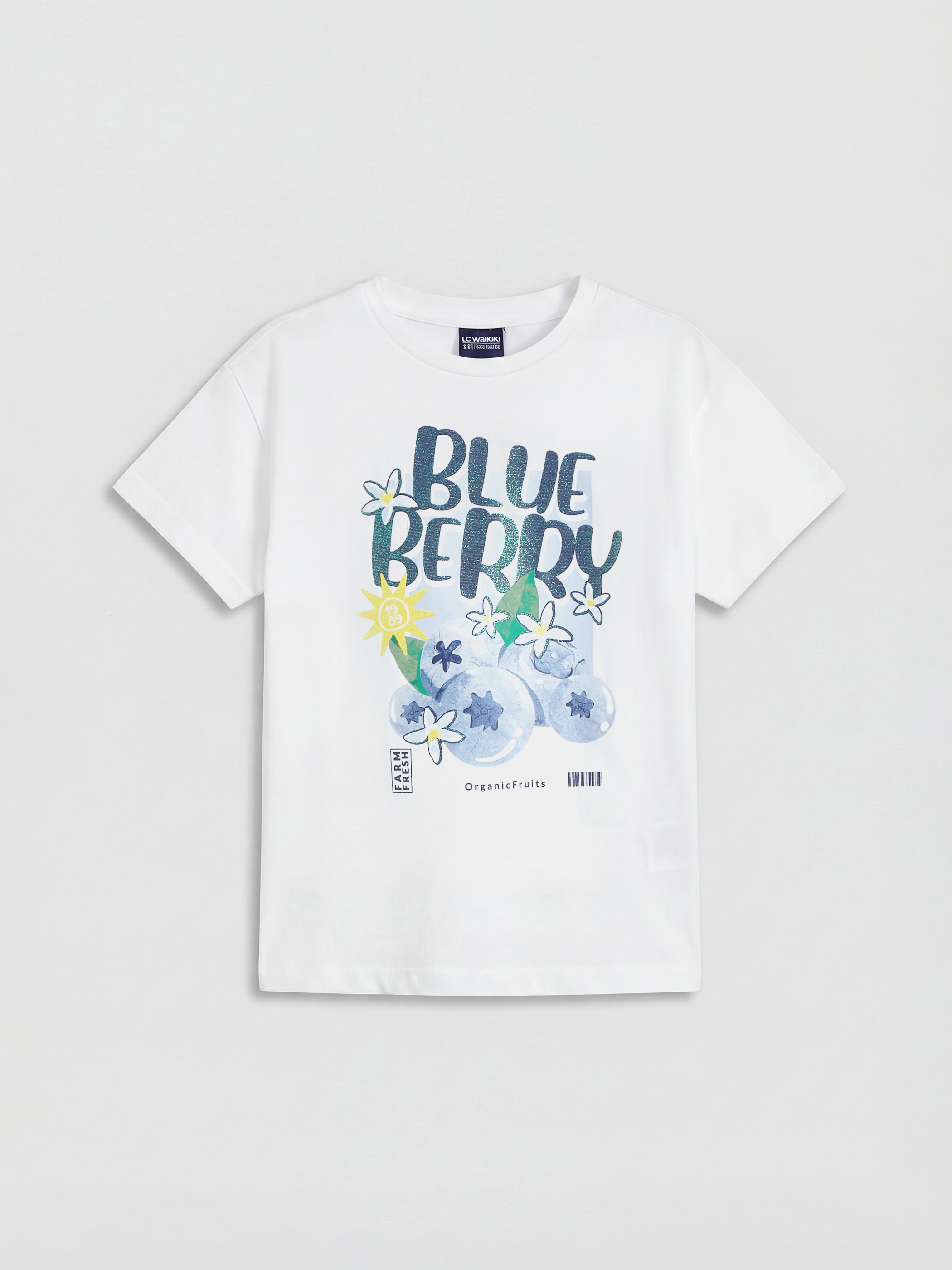 Mavi Bisiklet Yaka Baskılı Kız Çocuk Tişört ve Tayt-1