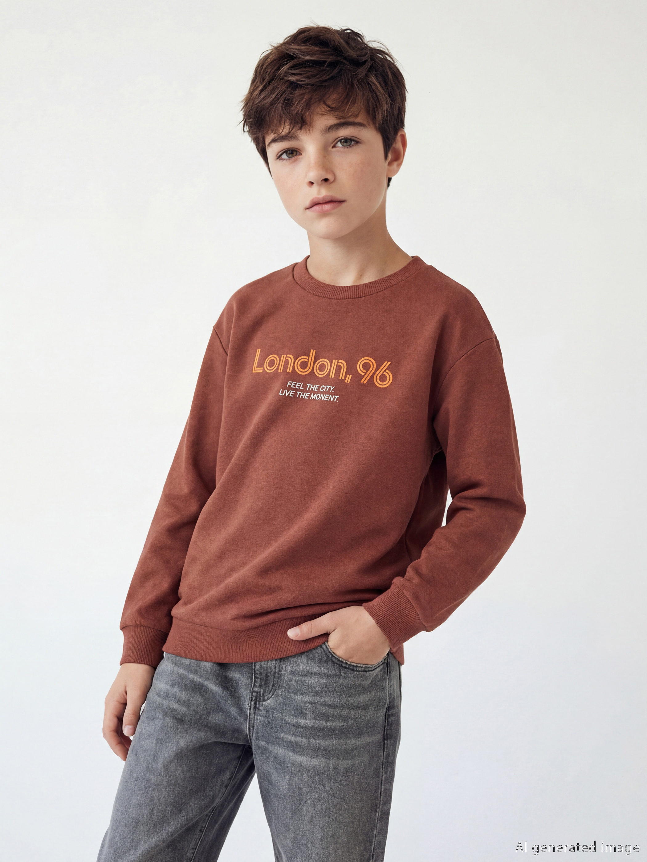 LCW Kids Bisiklet Yaka Baskılı Erkek Çocuk Sweatshirt - S6LT85Z4-3YA