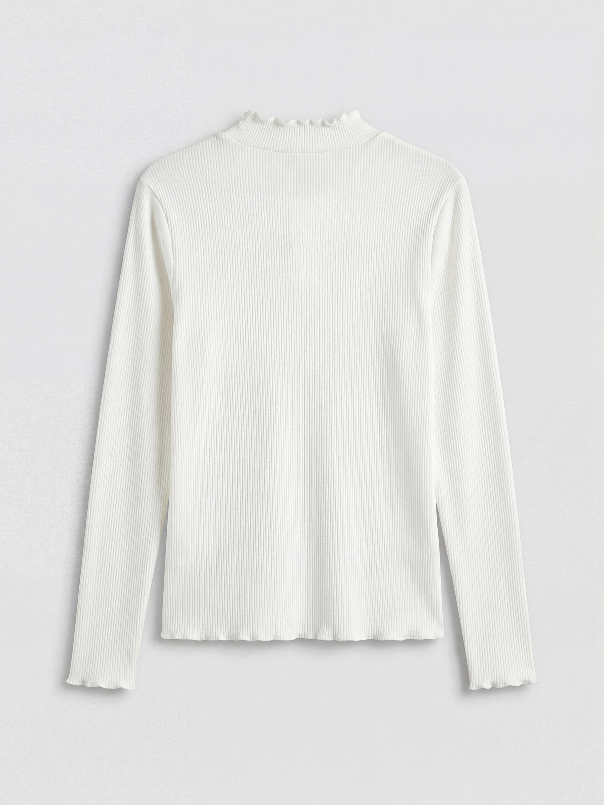 Ekru Fırfırlı Dik Yaka Kadın Body-1