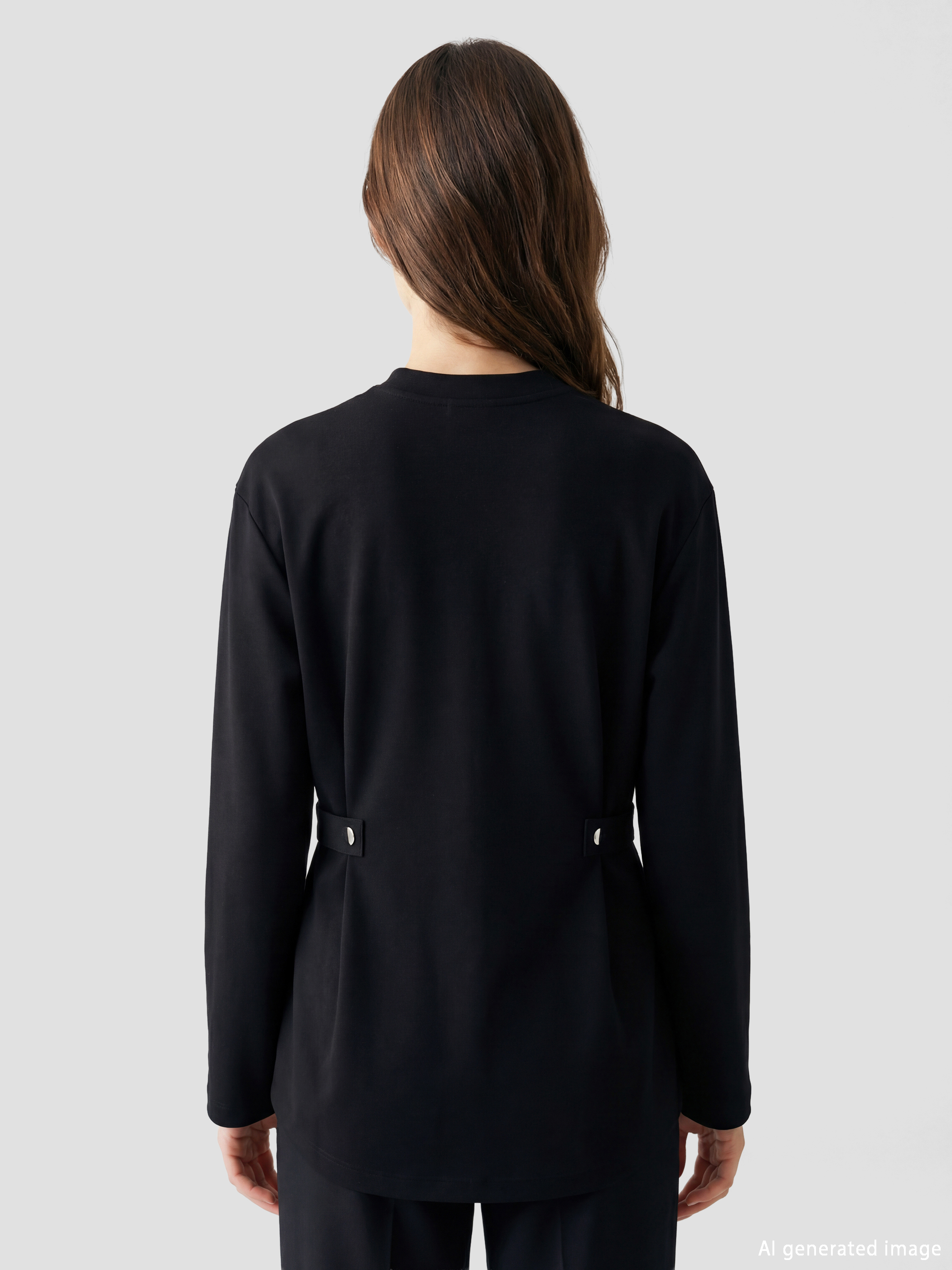 Siyah Bisiklet Yaka Kadın Sweatshirt Tunik-4