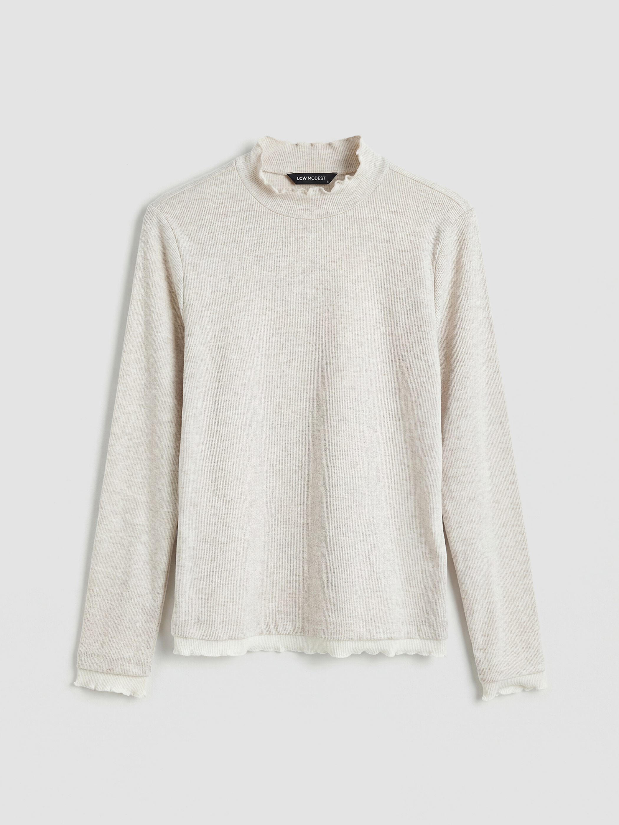 LCW Modest Dik Yaka Fırfırlı Kadın Body - S6LY06Z8-D2Y