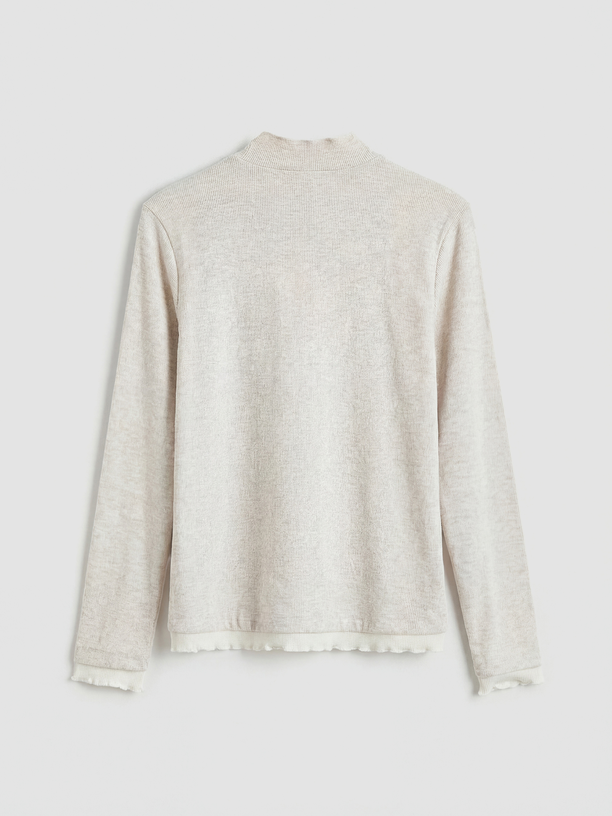 Bej Dik Yaka Fırfırlı Kadın Body-1