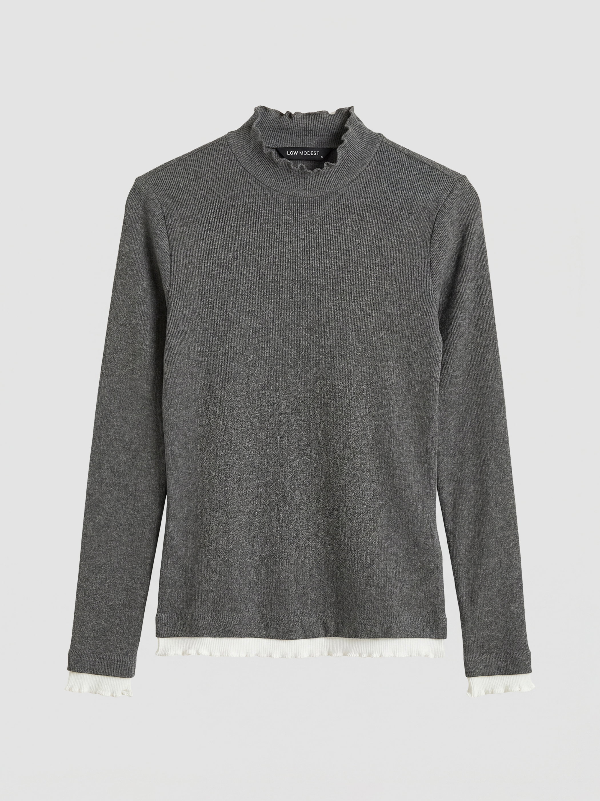 LCW Modest Dik Yaka Fırfırlı Kadın Body - S6LY06Z8-L8N