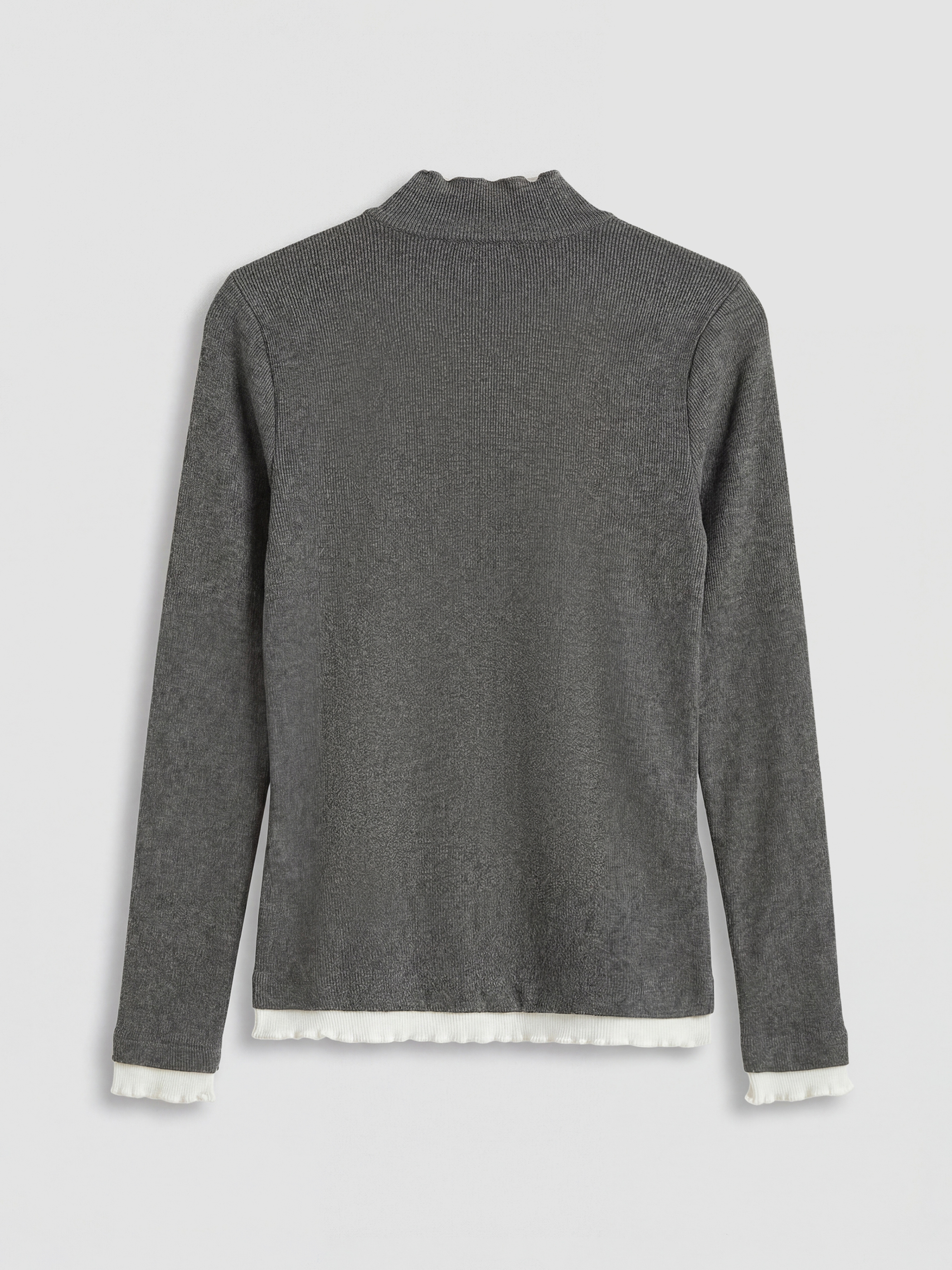 Antrasit Dik Yaka Fırfırlı Kadın Body-5