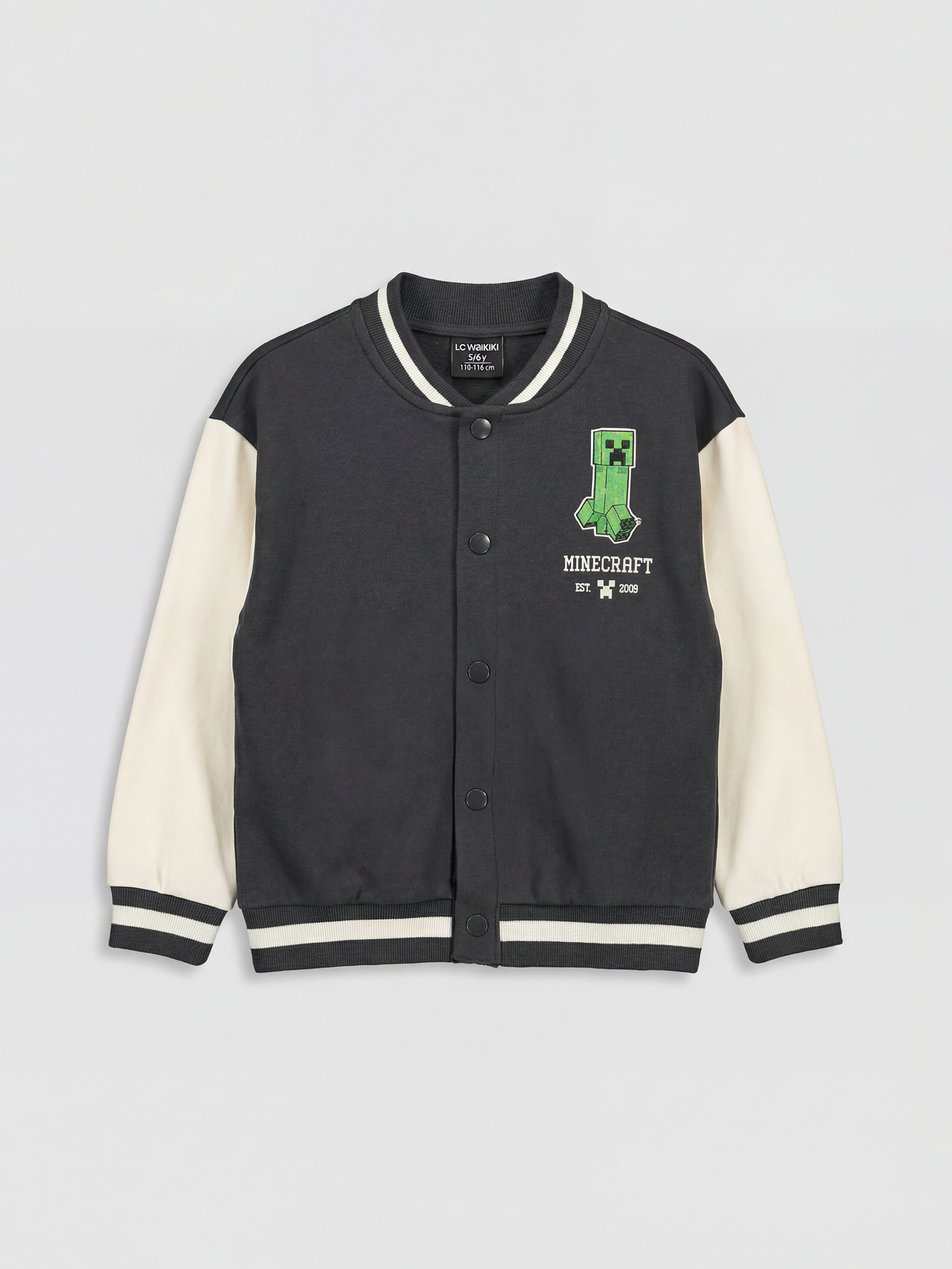 Antrasit Minecraft Baskılı Erkek Çocuk Kolej Ceket-1
