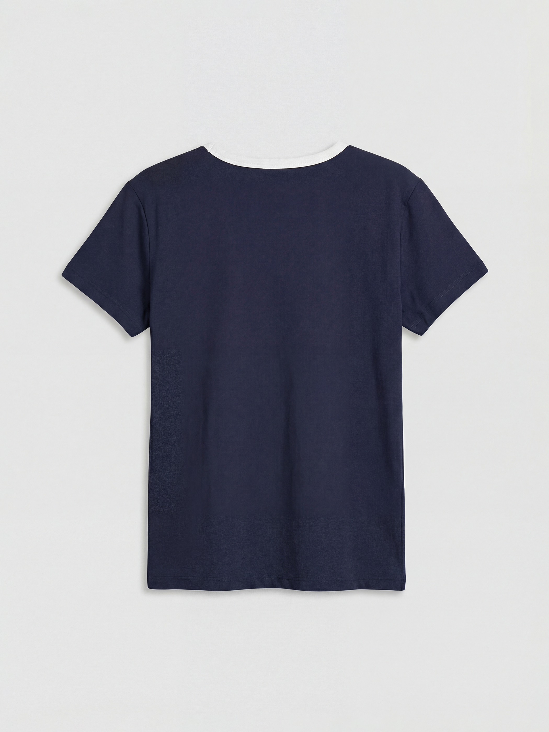 Lacivert Bisiklet Yaka Fiyonk Detaylı Kız Çocuk Tişört-1