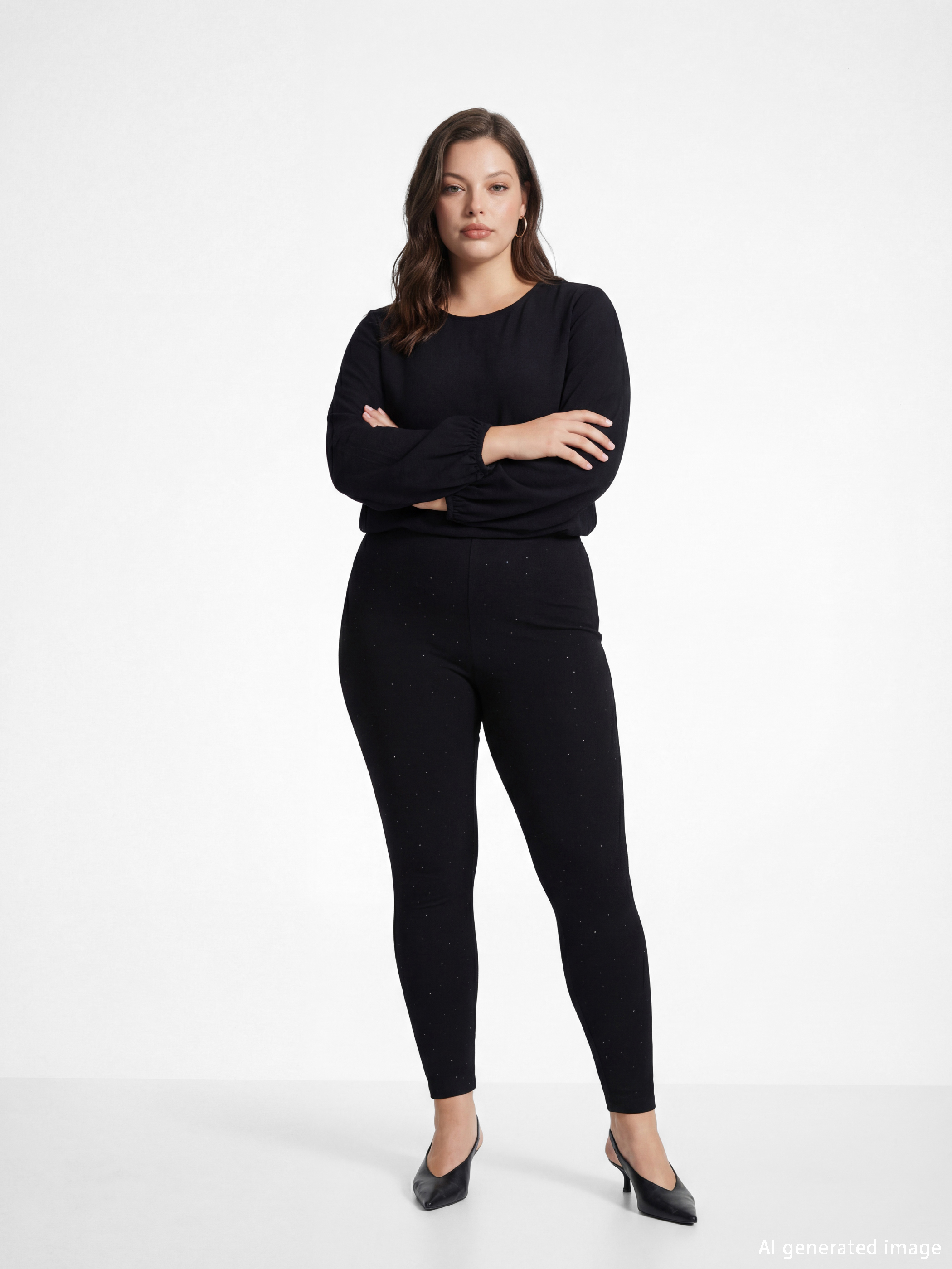 Siyah Yüksek Bel Kadın Tayt-1