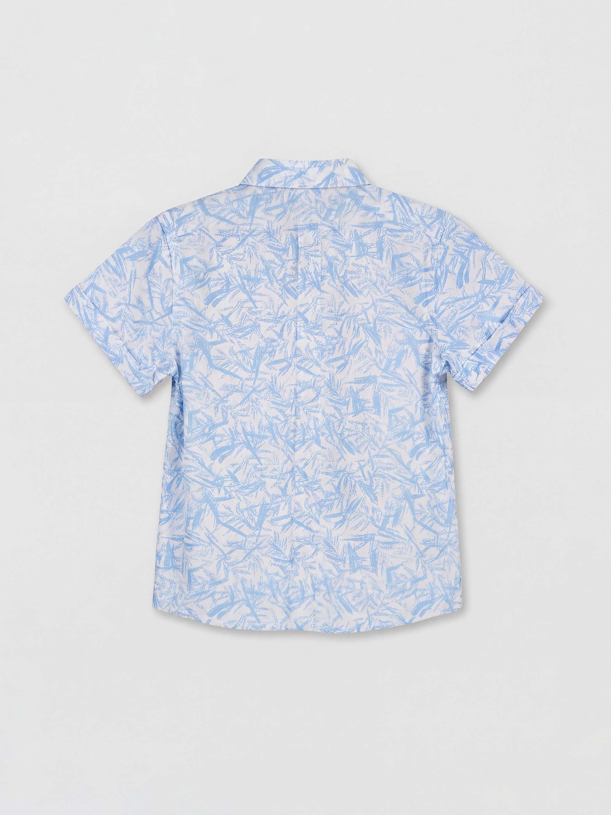 Beyaz Desenli Kısa Kollu Erkek Çocuk Gömlek-1