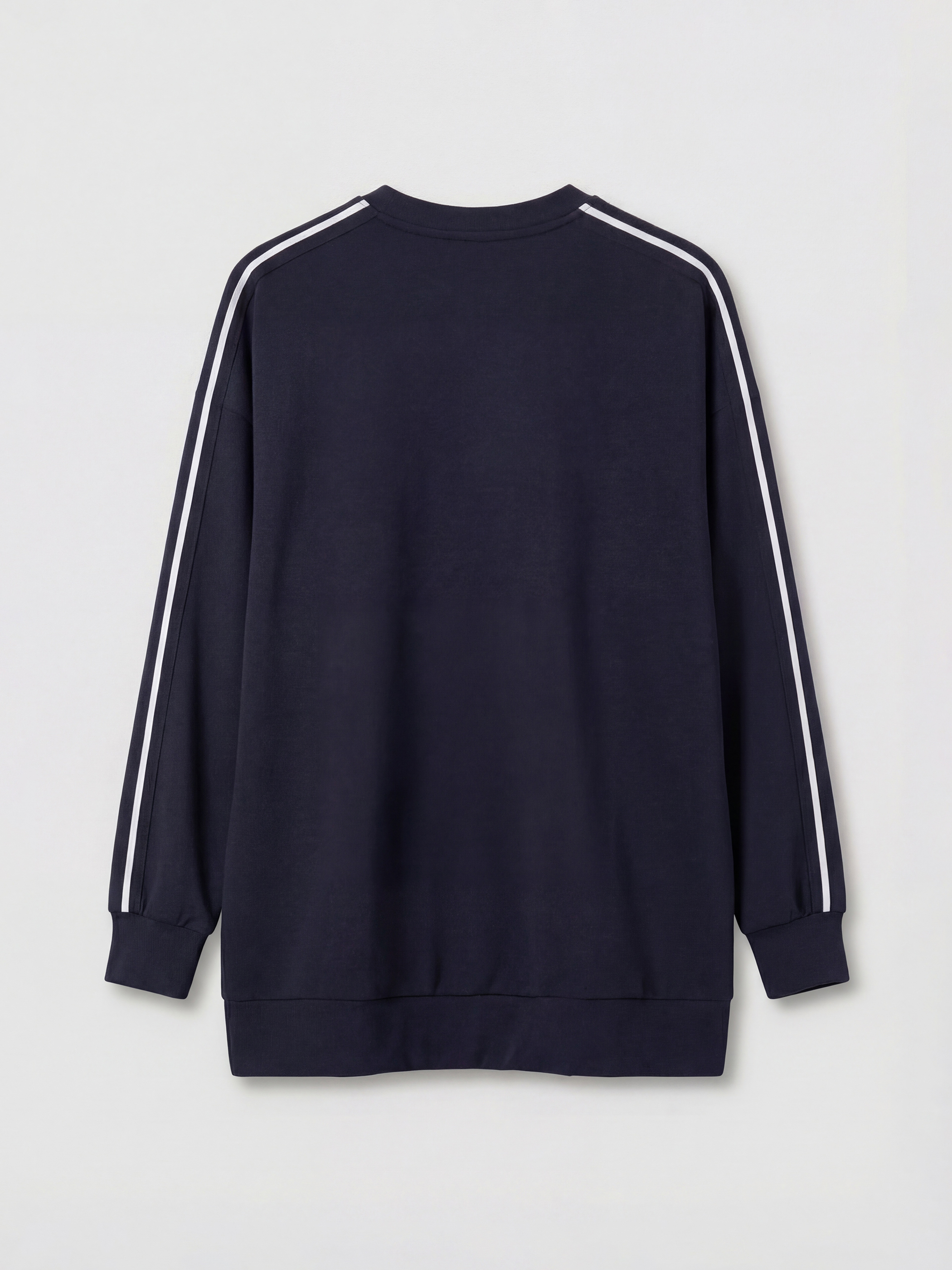 Lacivert Bisiklet Yaka Oversize Kadın Sweatshirt Tunik-1