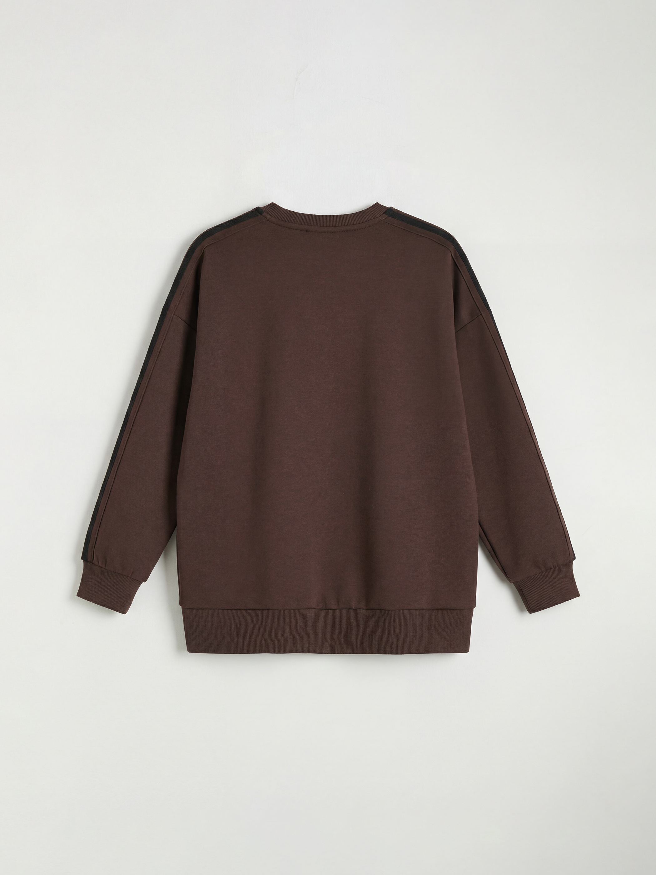 Kahverengi Bisiklet Yaka Oversize Kadın Sweatshirt Tunik-1