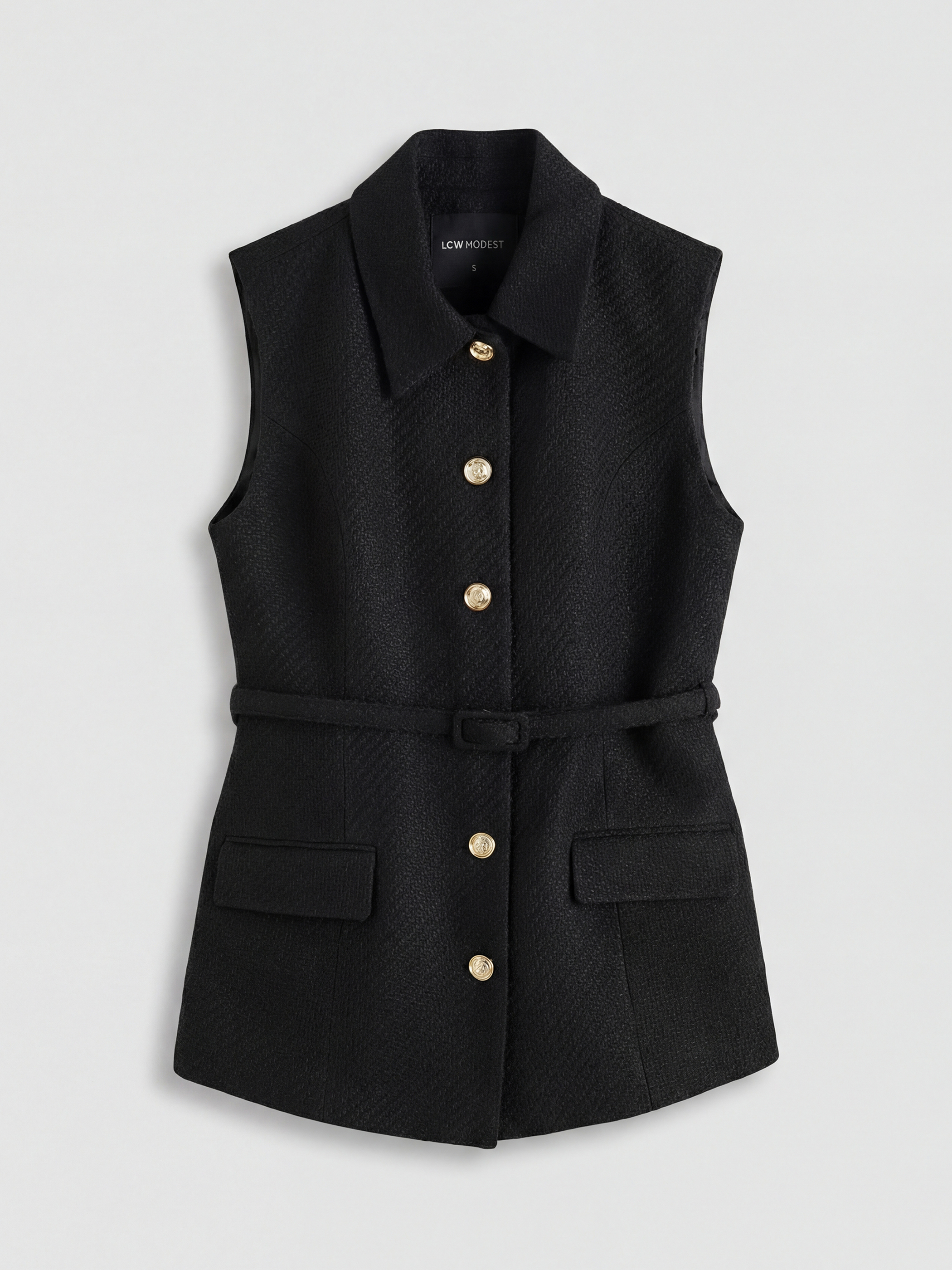 LCW Modest Gömlek Yaka Kadın Tüvit Klasik Yelek - S6M375Z8-CVL