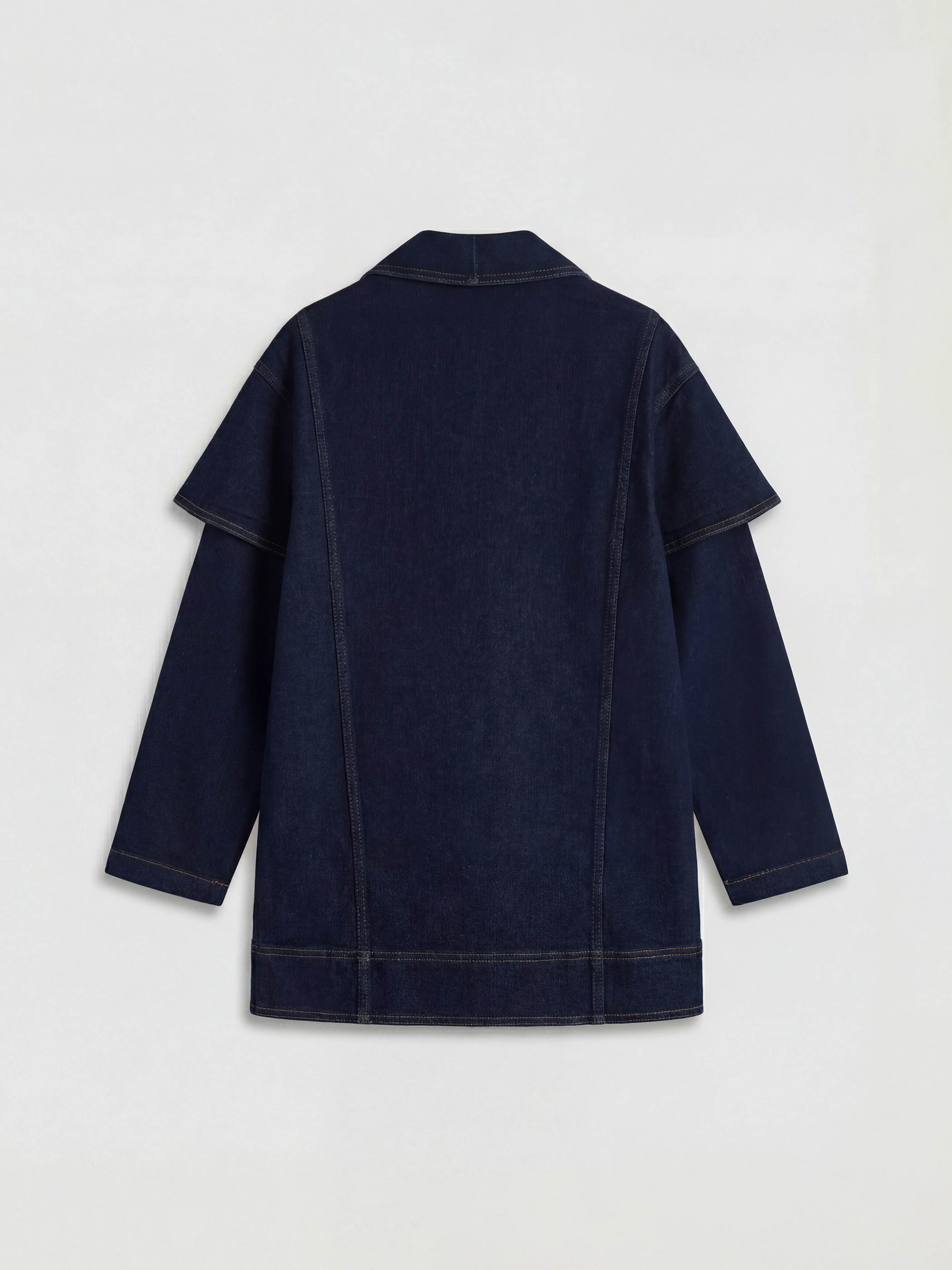 Lacivert Kruvaze Yaka Kadın Jean Ceket-8