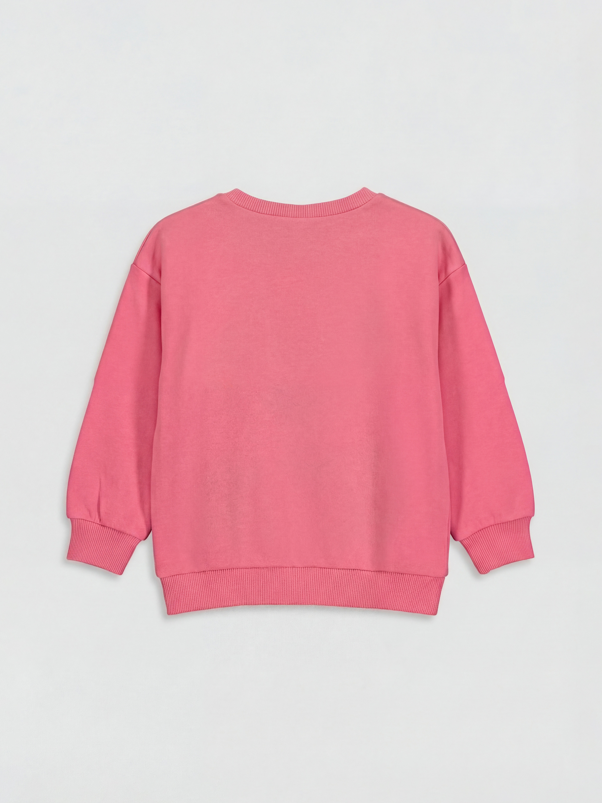 Pembe Kurdele Baskılı Kız Çocuk Sweatshirt-1