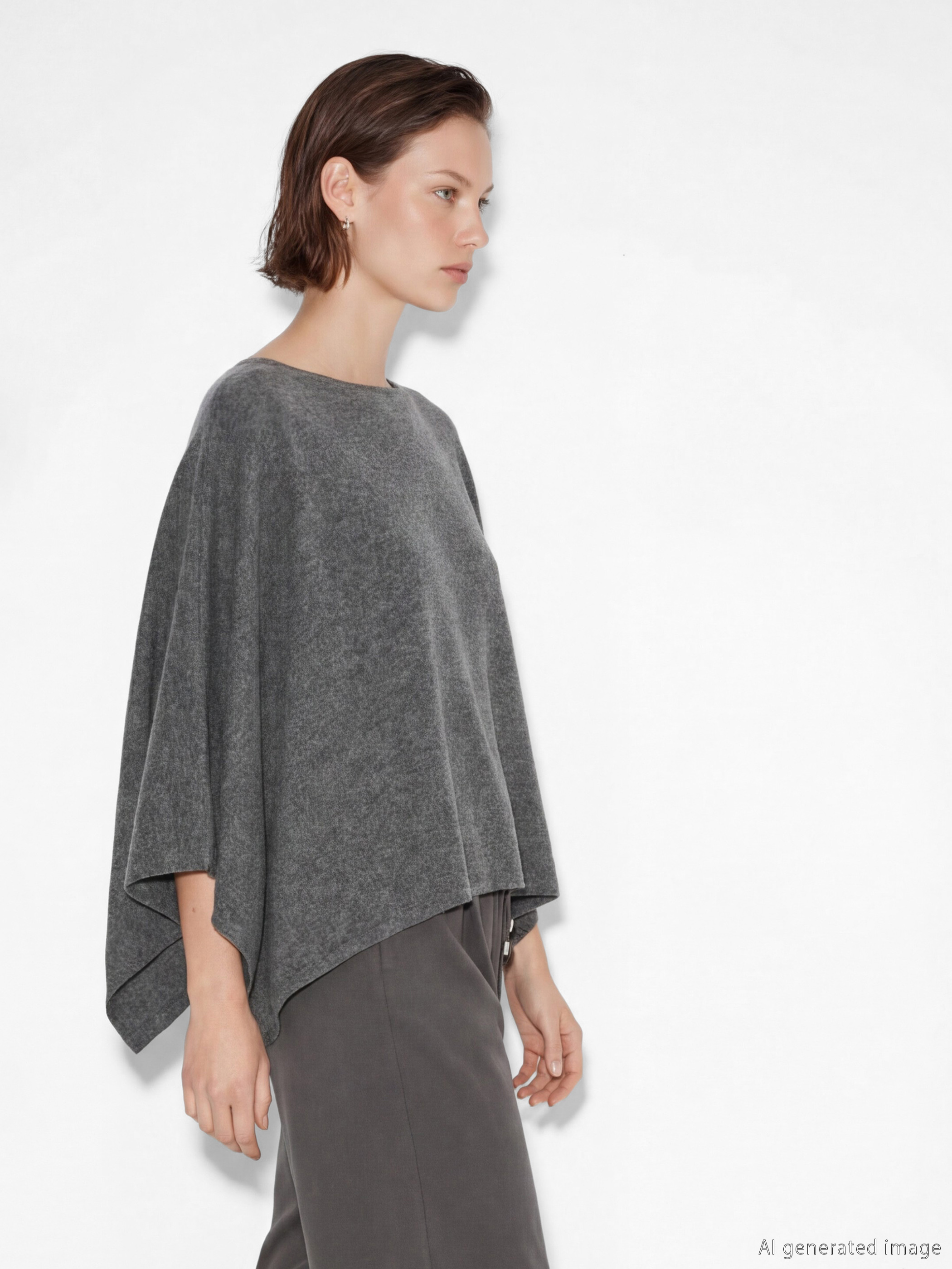 بونشو تريكو واسع الحجم للسيدات بفتحة رقبة واسعة-1